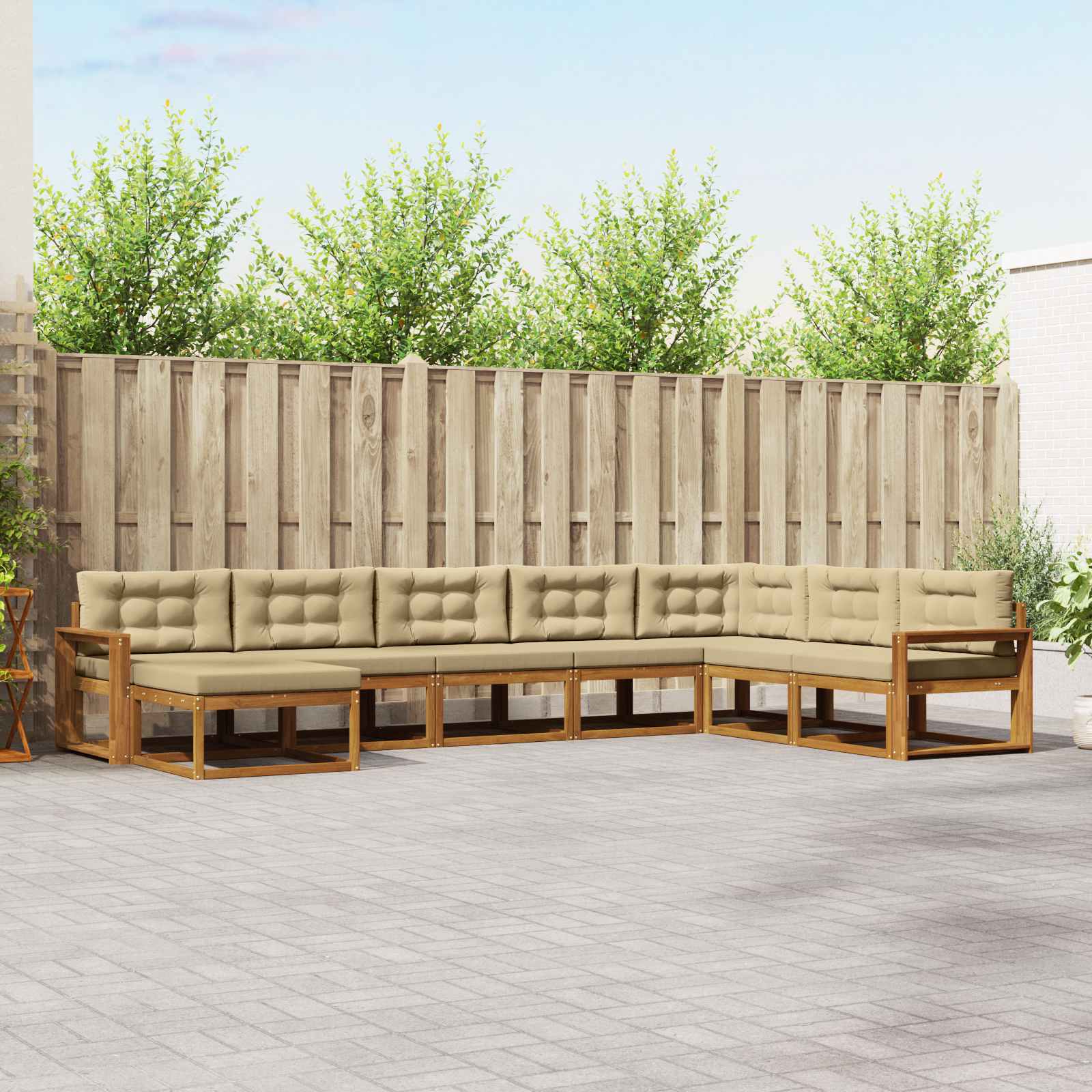vidaXL Buiten bankenset 8 pcs Naturel Massief Acaciahout