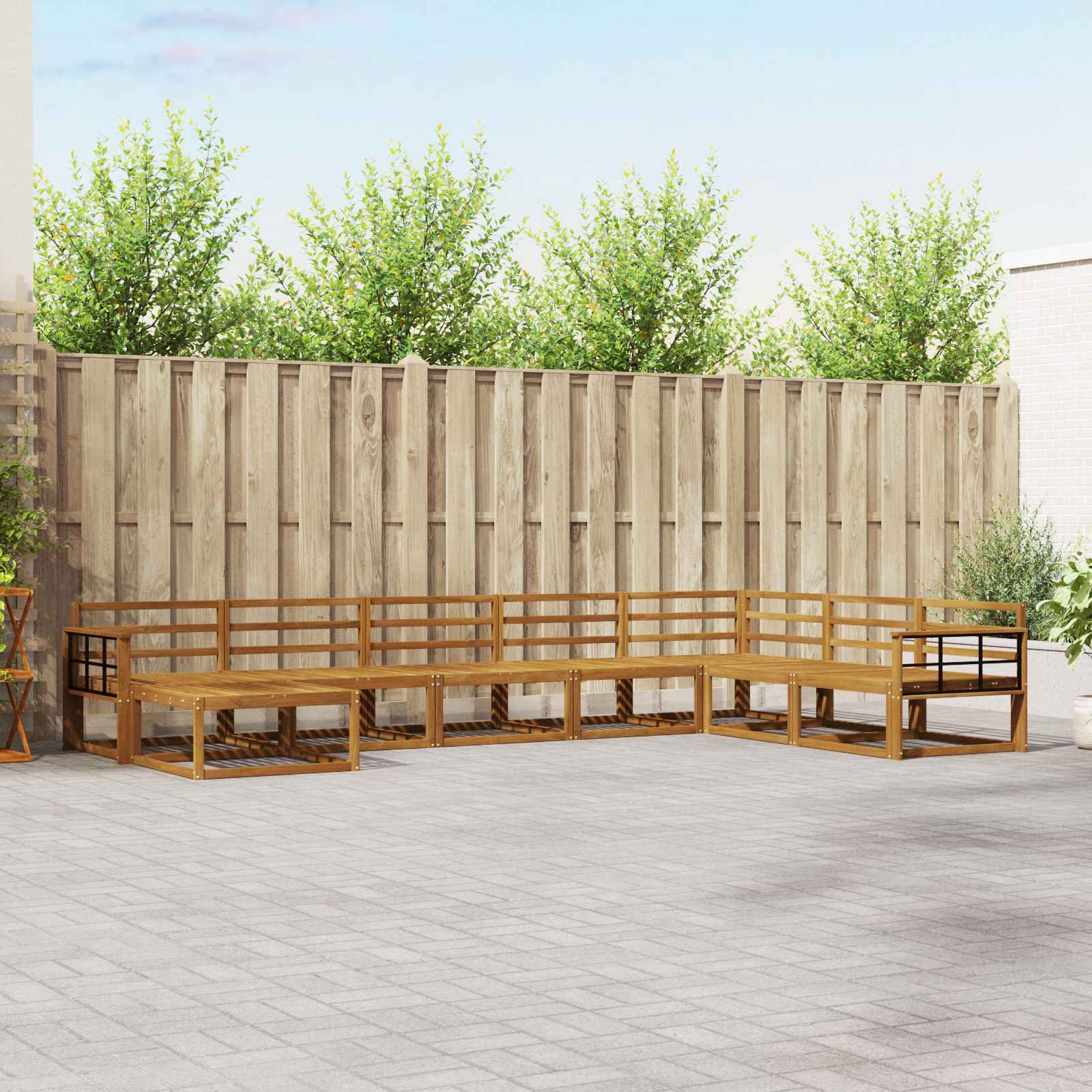 vidaXL Buiten bankenset 8 pcs Naturel Massief Acaciahout