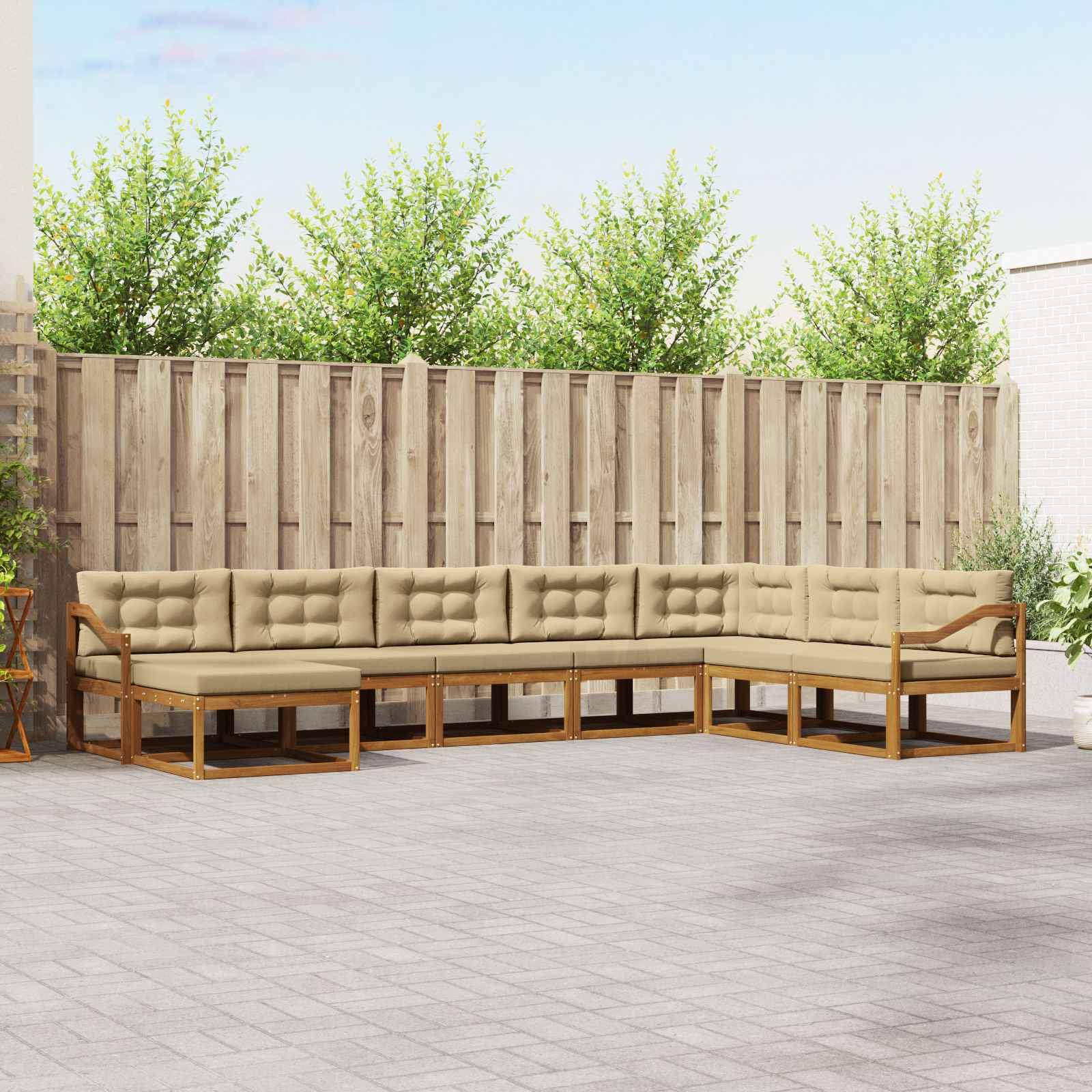 vidaXL Buiten bankenset 8 pcs Naturel Massief Acaciahout