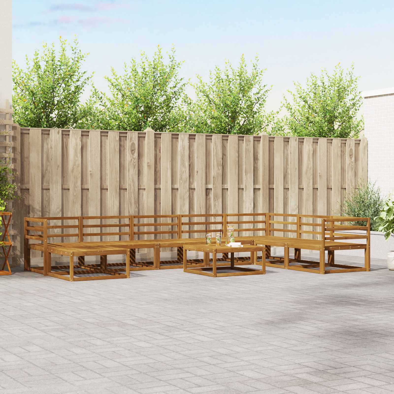 vidaXL Buiten bankenset 9 pcs Naturel Massief Acaciahout