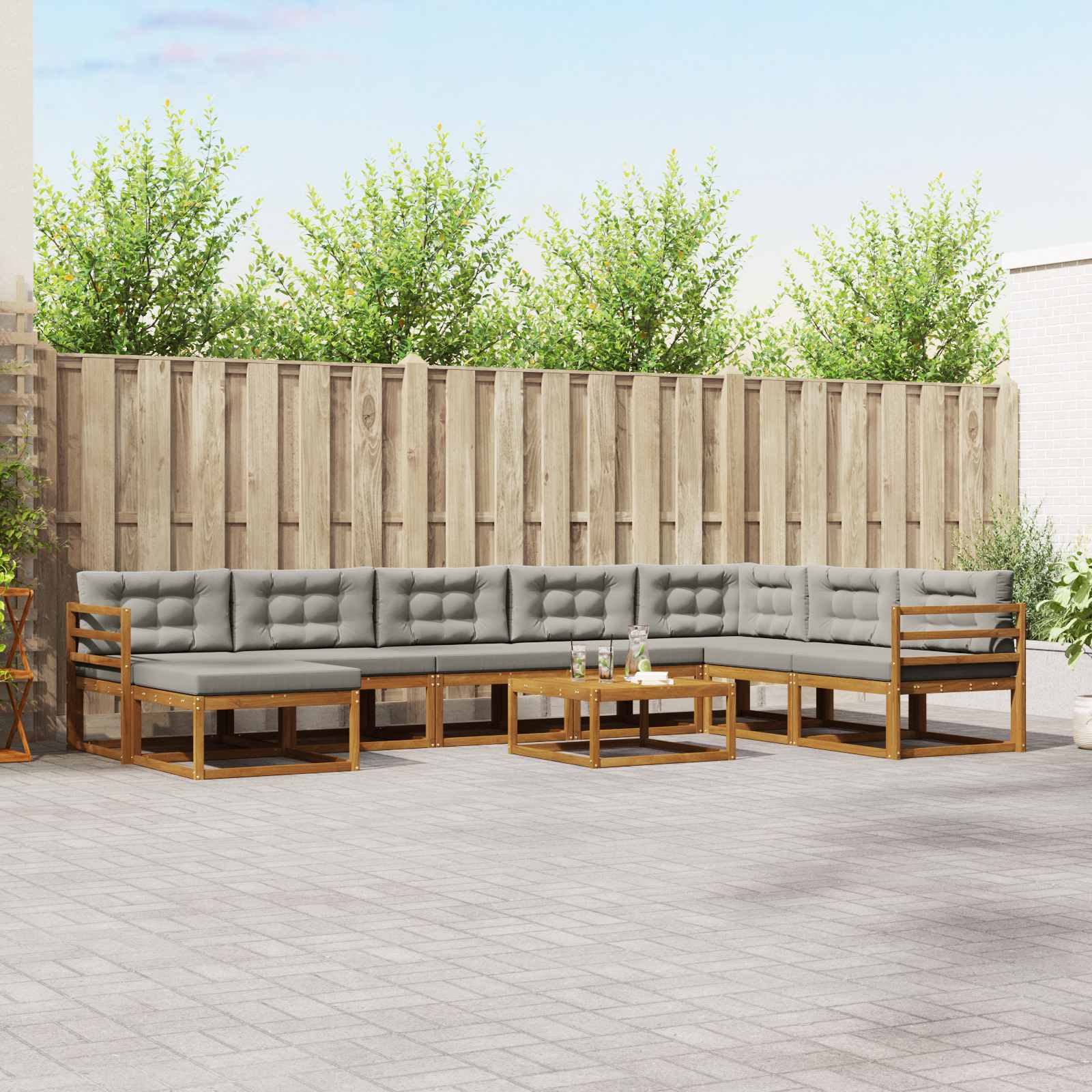 vidaXL Buiten bankenset 9 pcs Naturel Massief Acaciahout