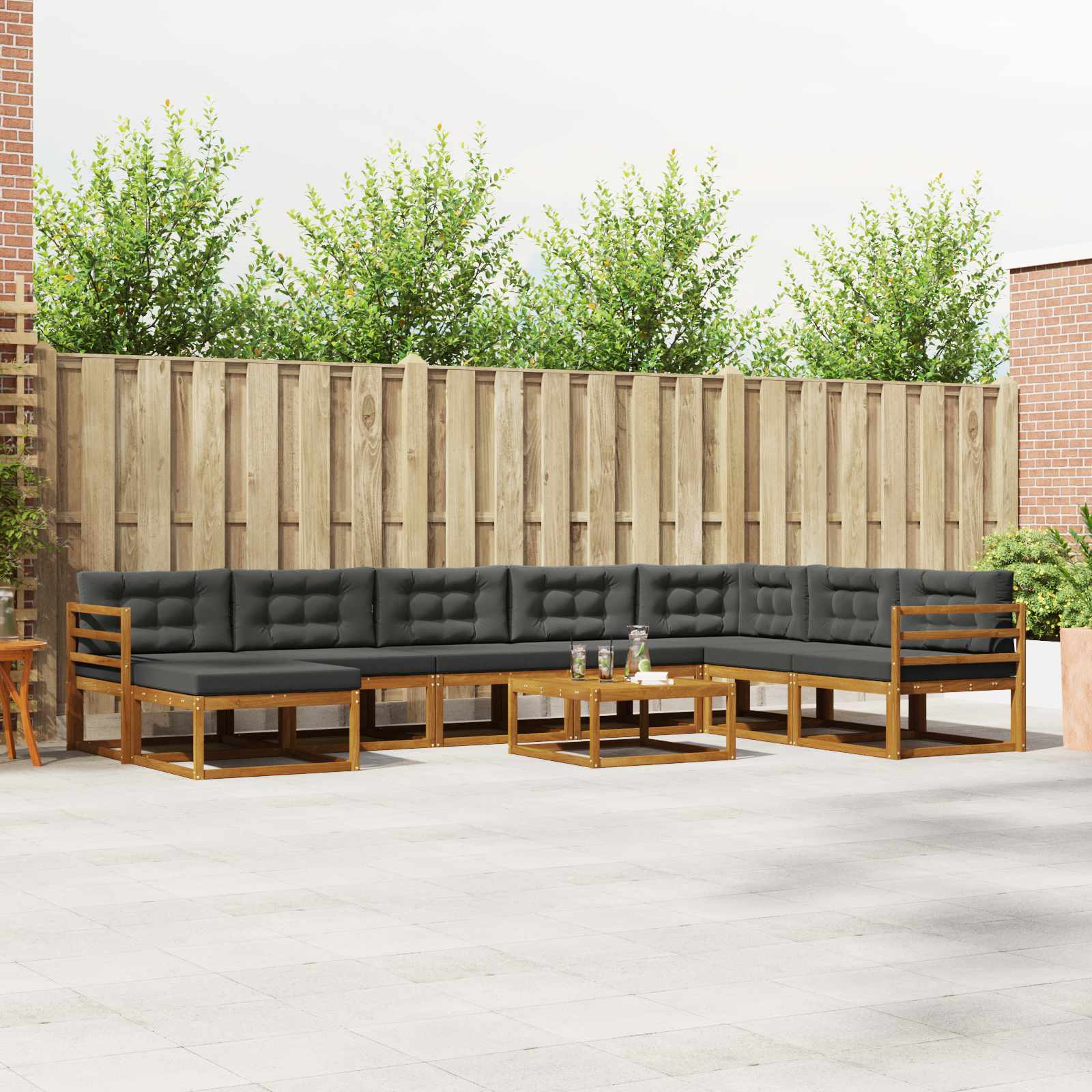vidaXL Buiten bankenset 9 pcs Naturel Massief Acaciahout