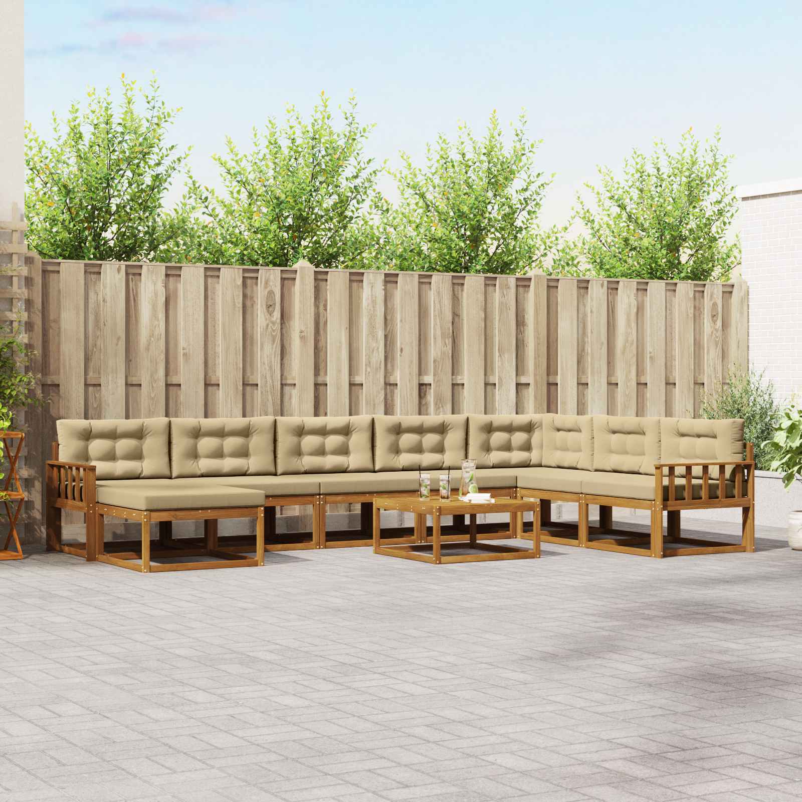 vidaXL Buiten bankenset 9 pcs Naturel Massief Acaciahout