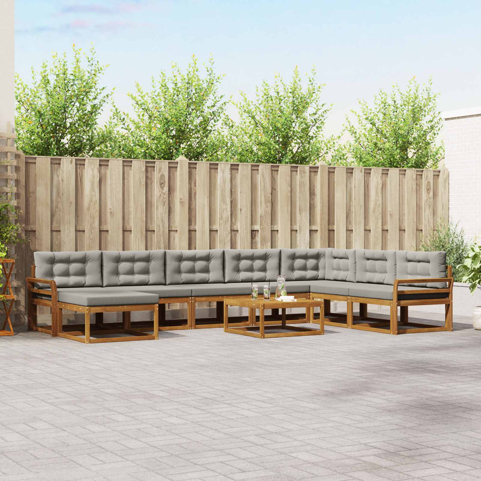 vidaXL Buiten bankenset 9 pcs Naturel Massief Acaciahout