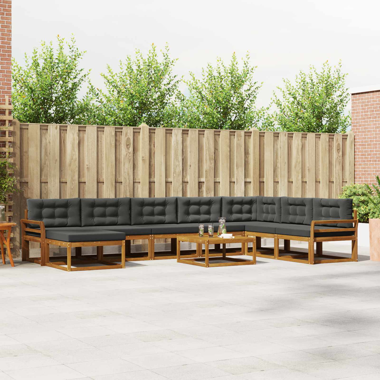 vidaXL Buiten bankenset 9 pcs Naturel Massief Acaciahout