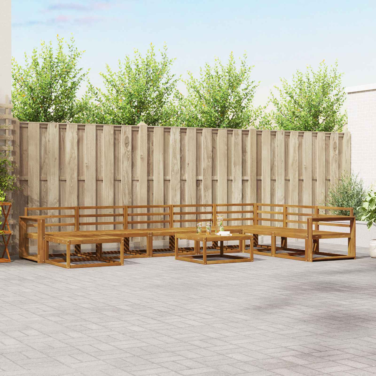 vidaXL Buiten bankenset 9 pcs Naturel Massief Acaciahout