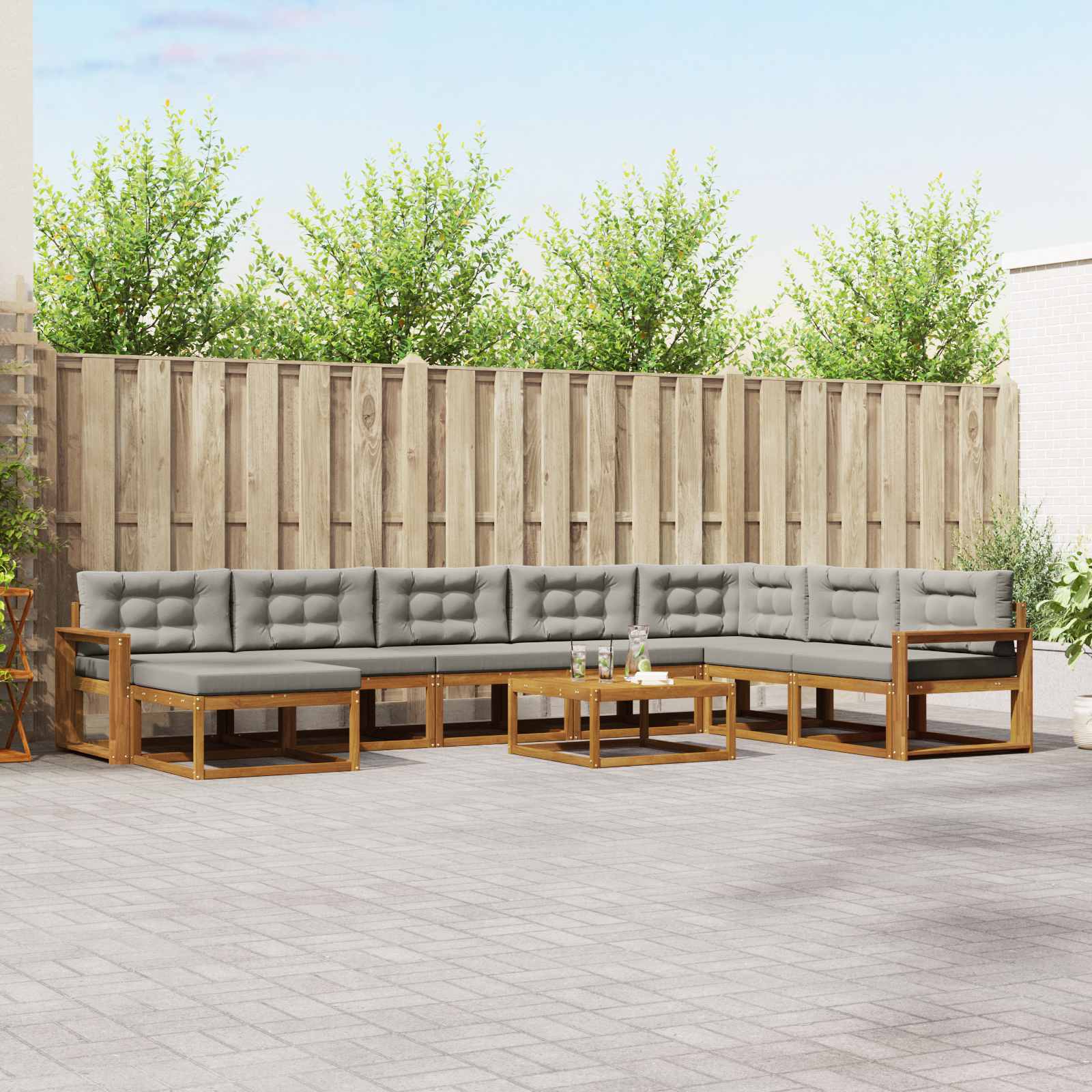 vidaXL Buiten bankenset 9 pcs Naturel Massief Acaciahout