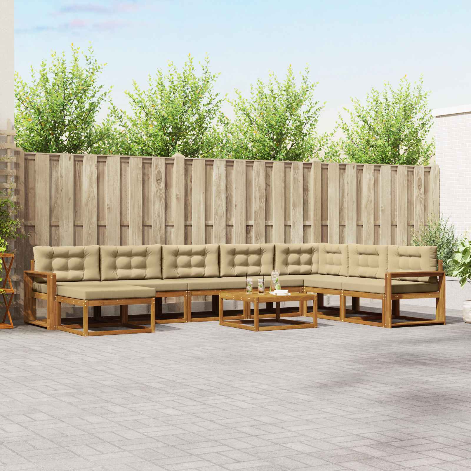 vidaXL Buiten bankenset 9 pcs Naturel Massief Acaciahout