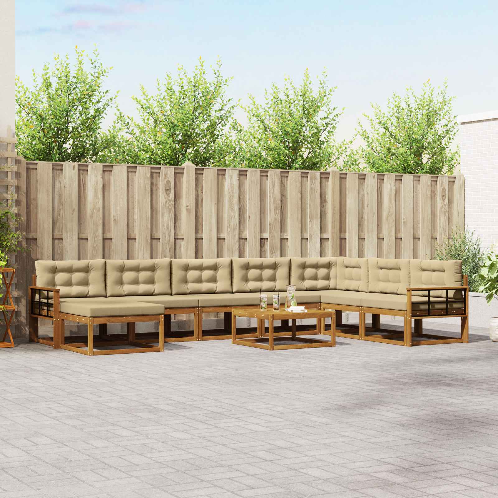 vidaXL Buiten bankenset 9 pcs Naturel Massief Acaciahout
