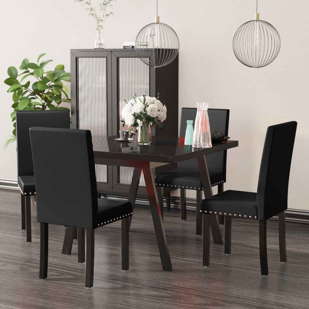 vidaXL Eetkamerstoelen 2 stuks PVC zwart