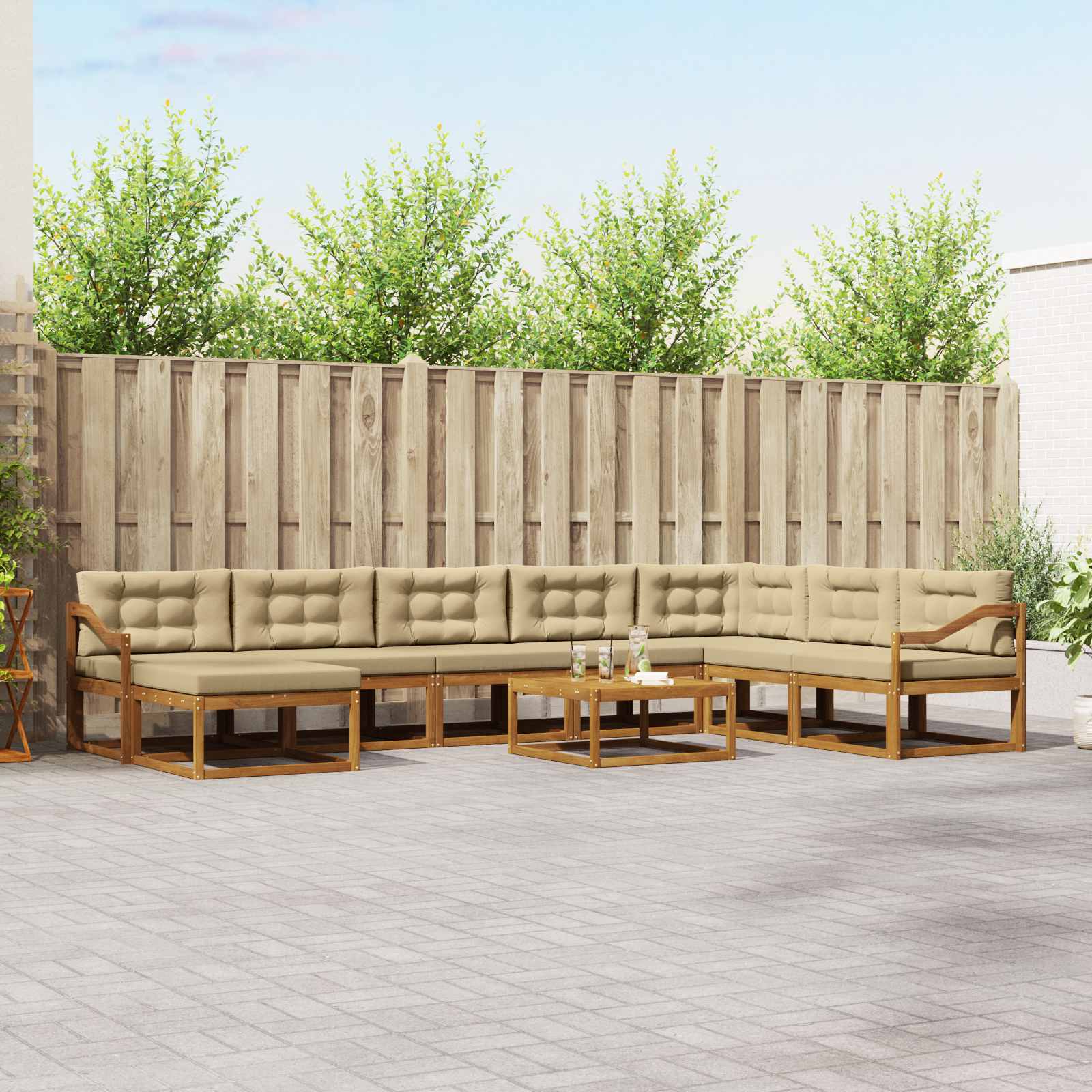 vidaXL Buiten bankenset 9 pcs Naturel Massief Acaciahout