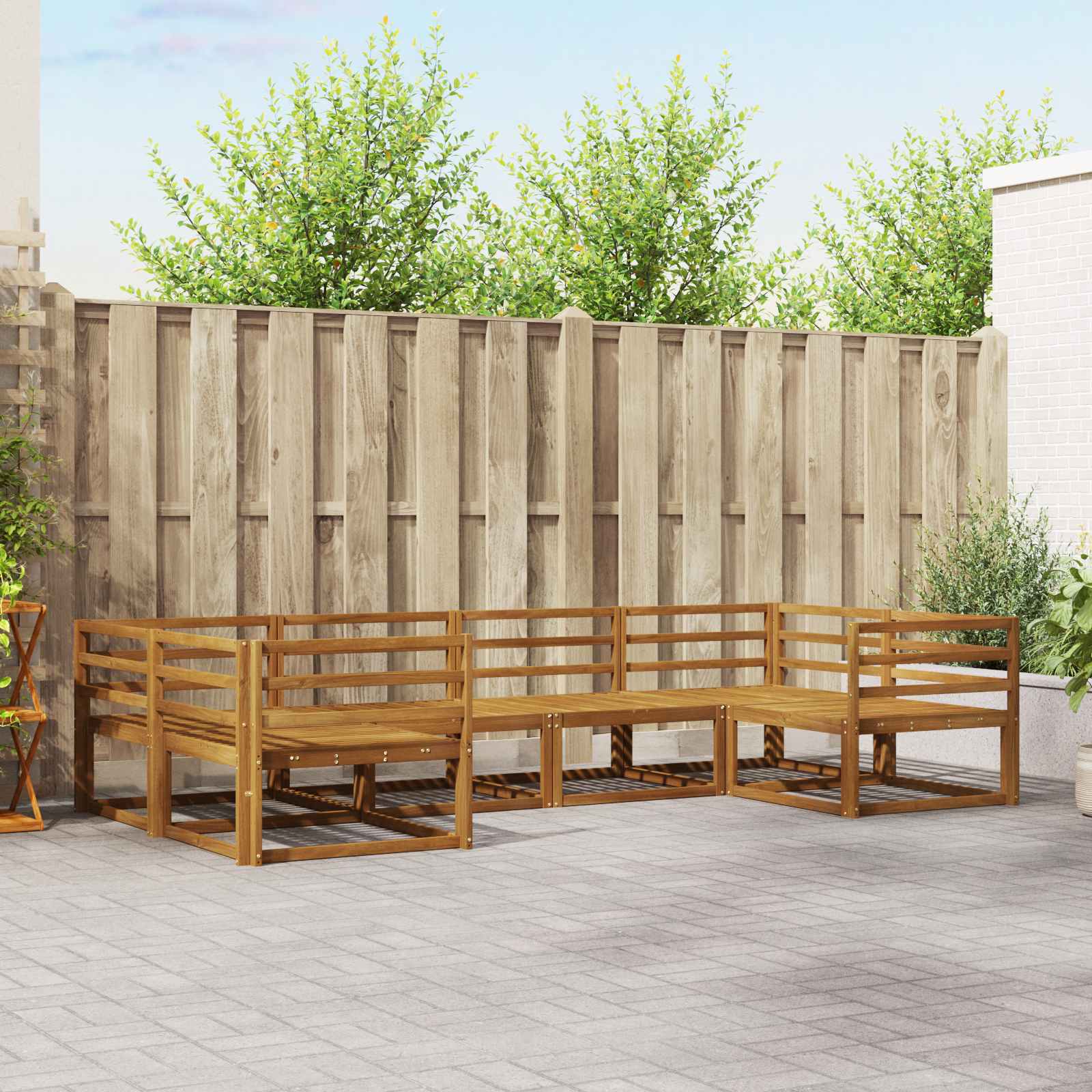 vidaXL Buiten bankenset 6 pcs Naturel Massief Acaciahout