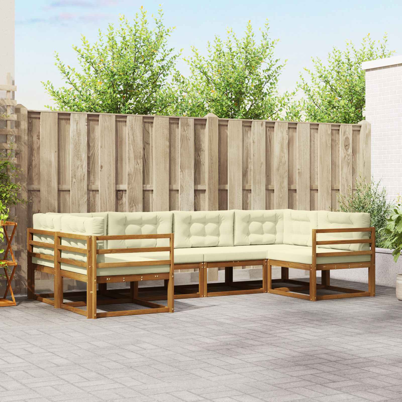 vidaXL Buiten bankenset 6 pcs Naturel Massief Acaciahout