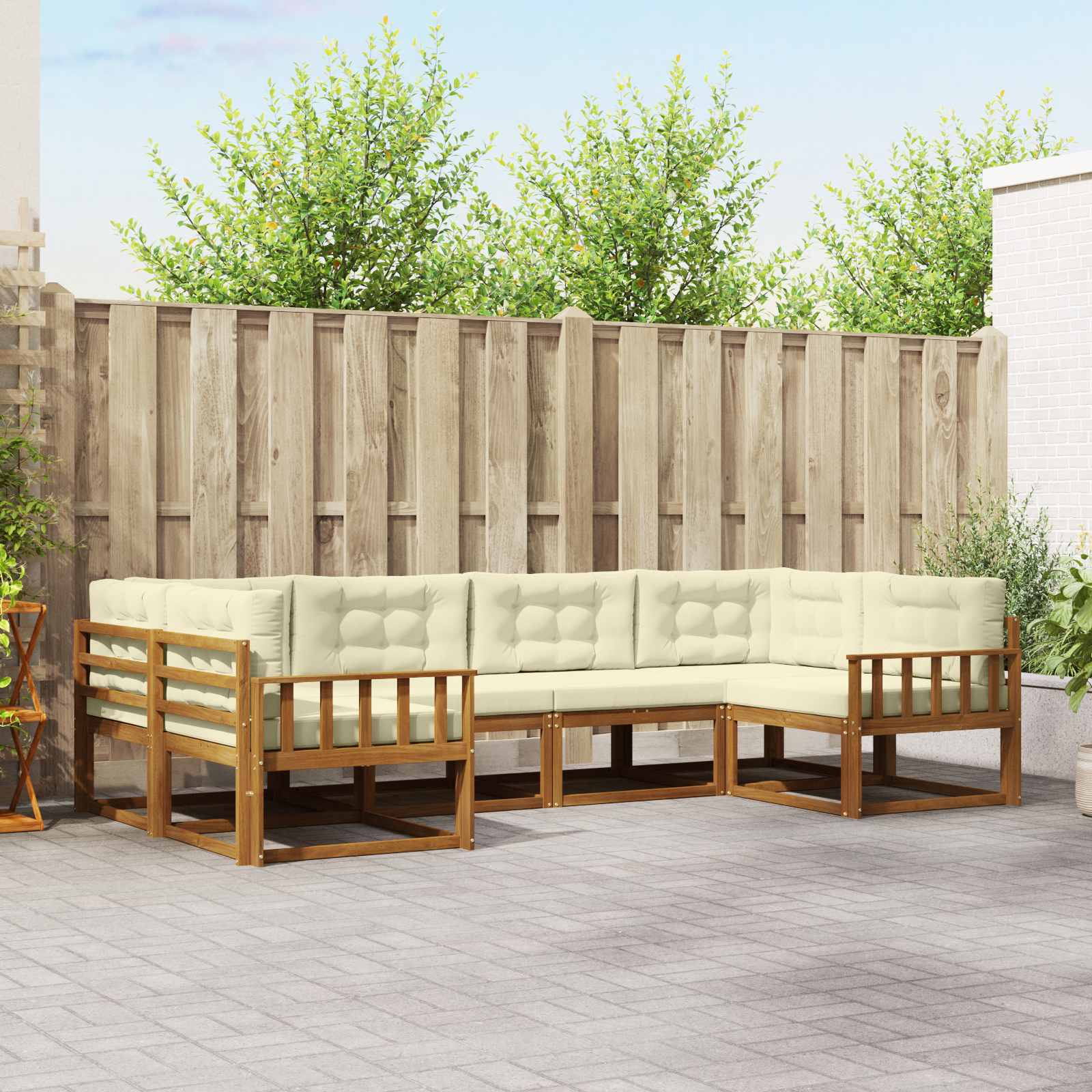 vidaXL Buiten bankenset 6 pcs Naturel Massief Acaciahout