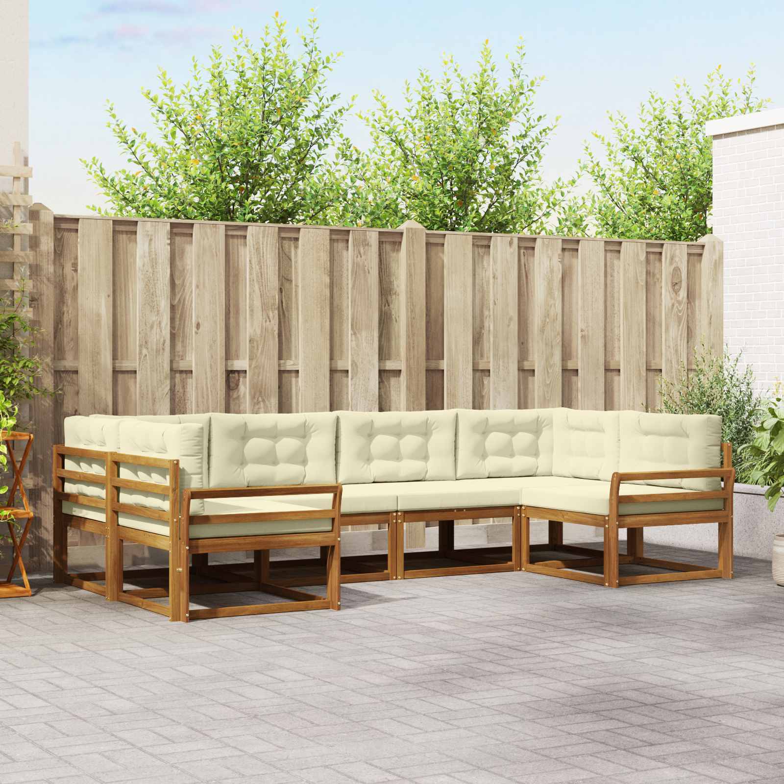 vidaXL Buiten bankenset 6 pcs Naturel Massief Acaciahout