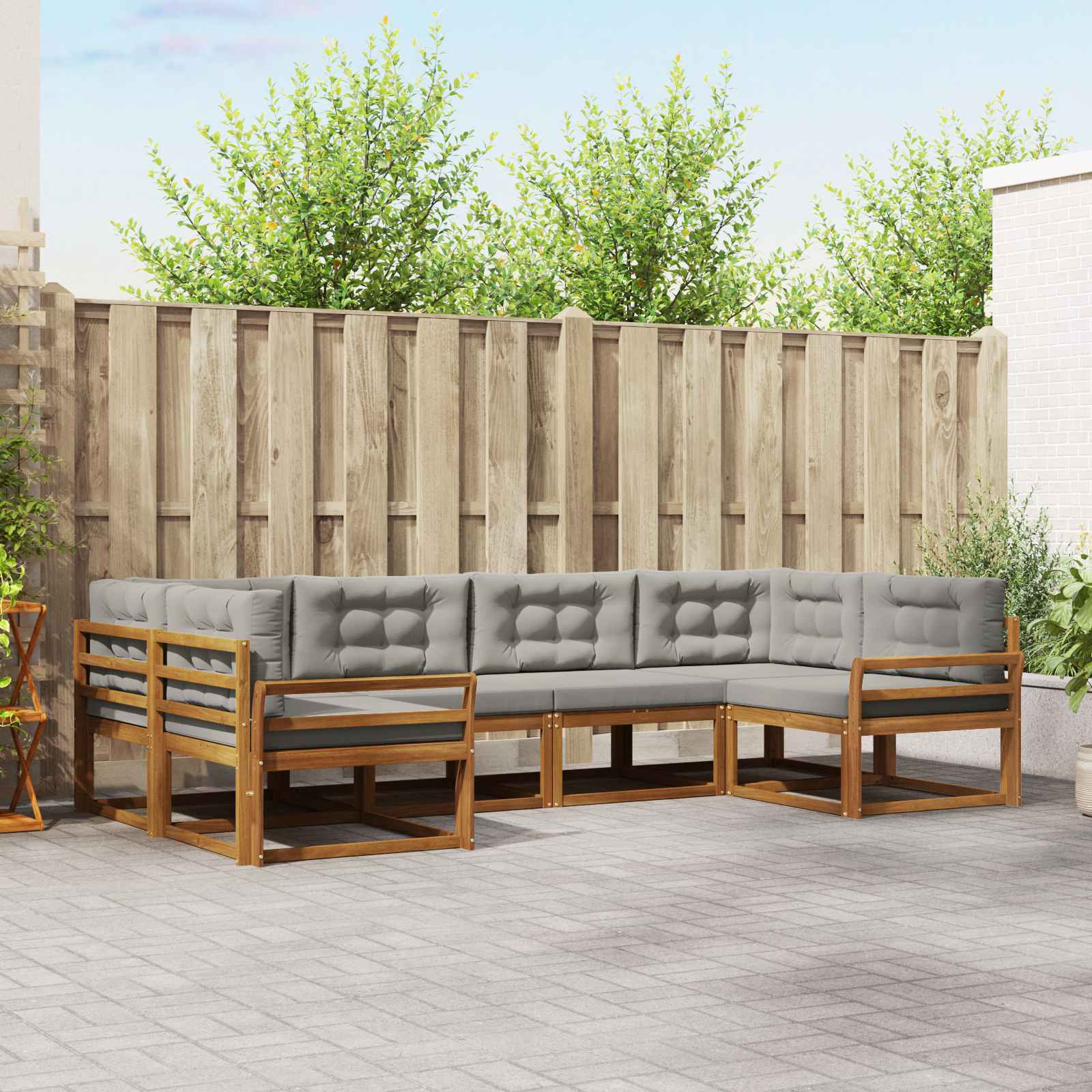 vidaXL Buiten bankenset 6 pcs Naturel Massief Acaciahout