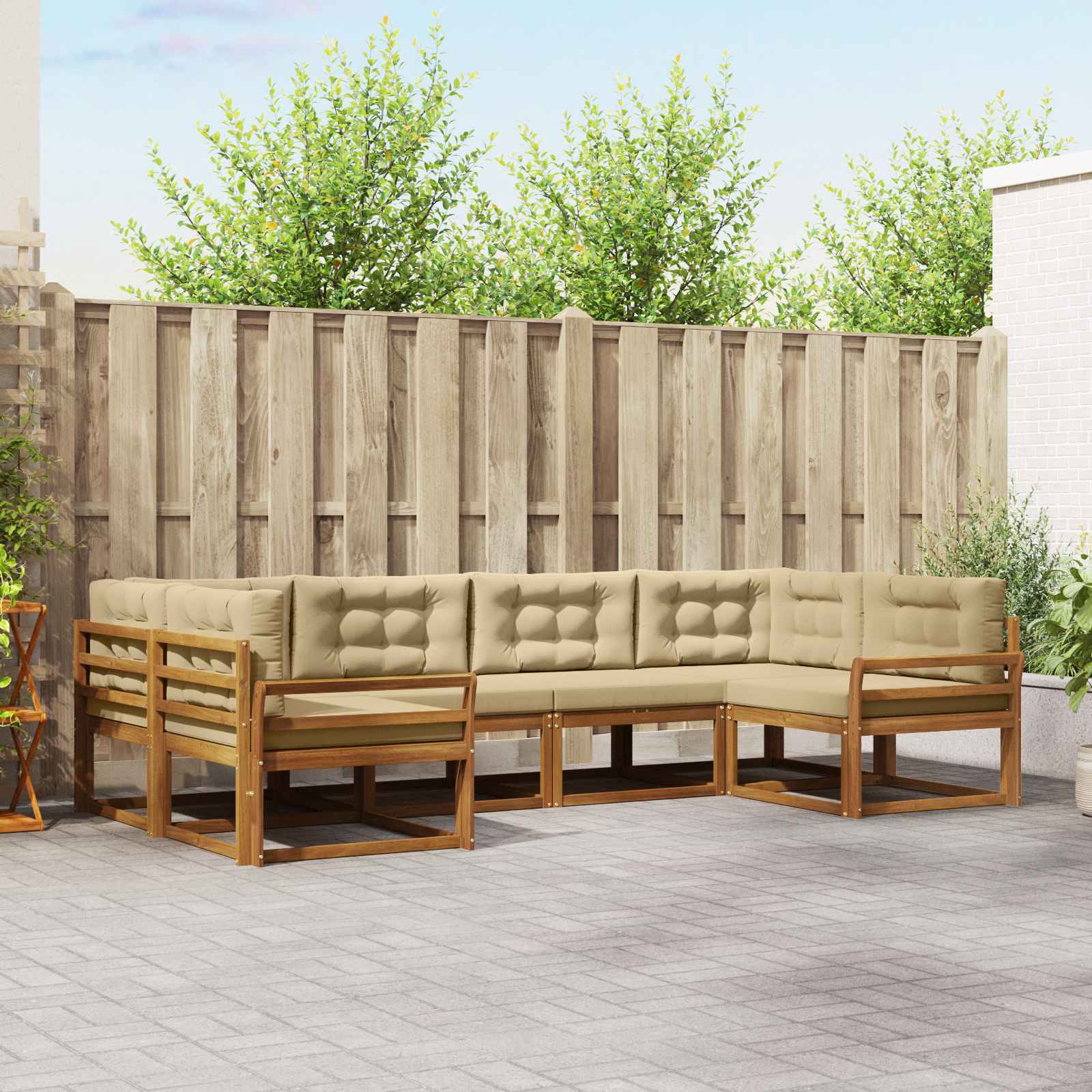 vidaXL Buiten bankenset 6 pcs Naturel Massief Acaciahout