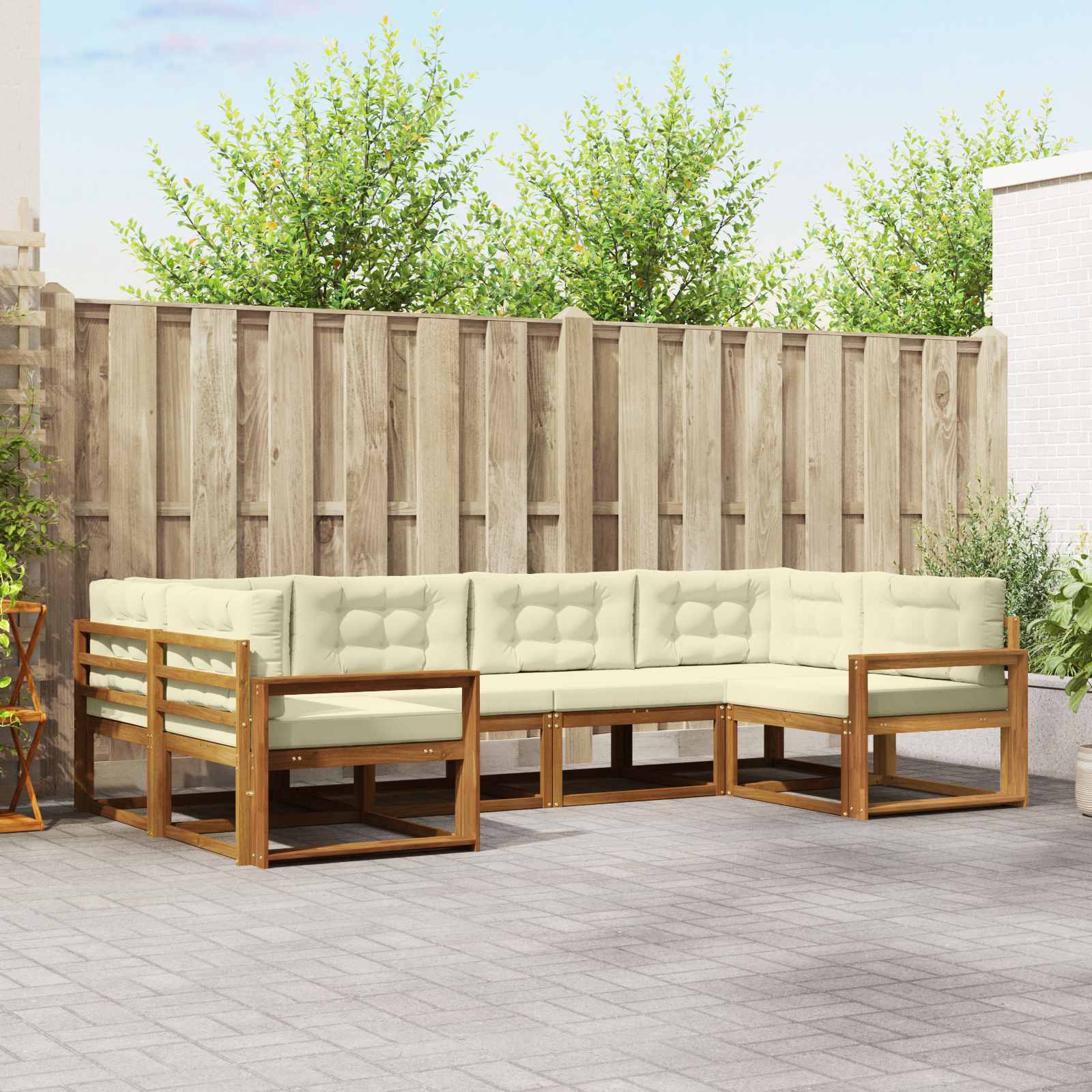vidaXL Buiten bankenset 6 pcs Naturel Massief Acaciahout