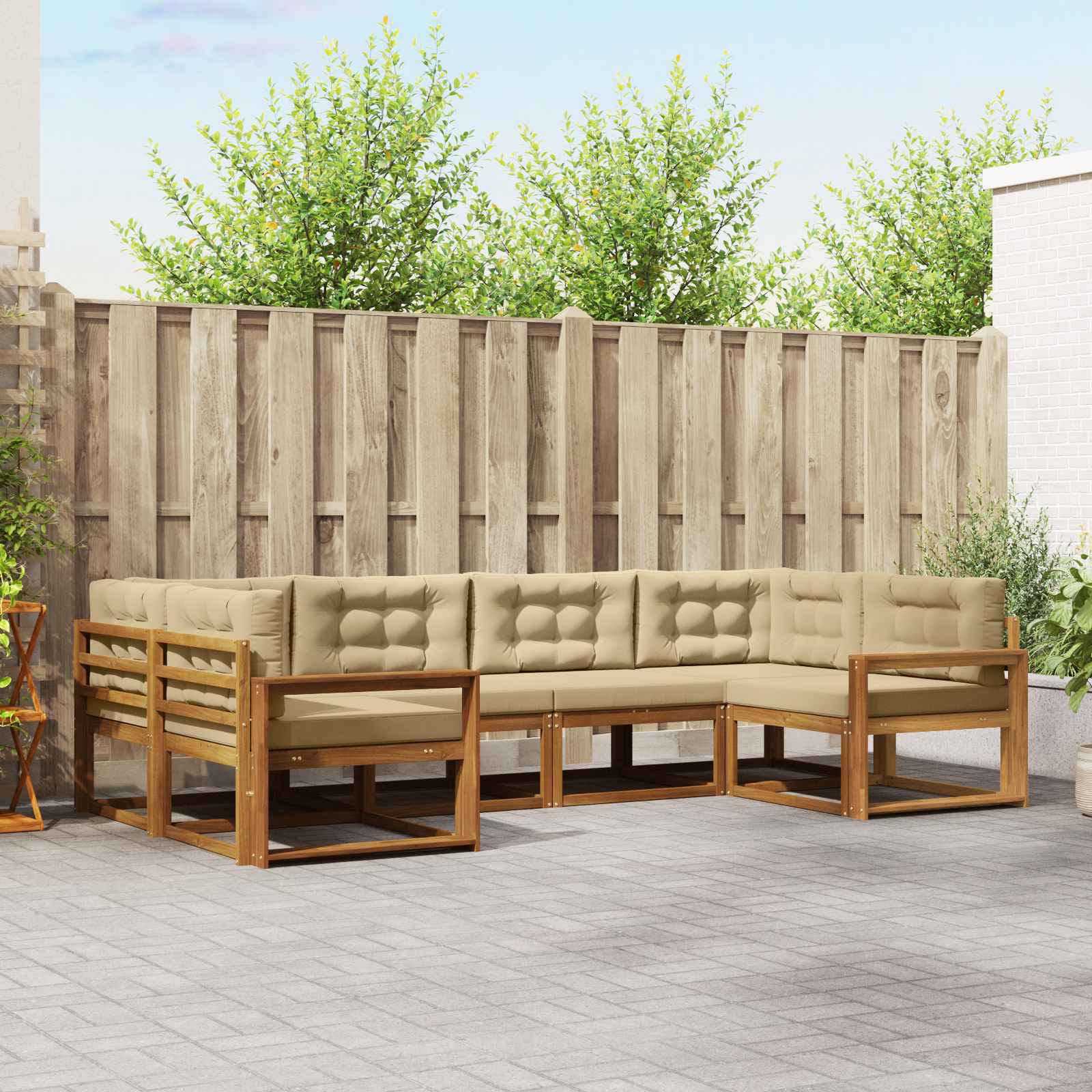 vidaXL Buiten bankenset 6 pcs Naturel Massief Acaciahout