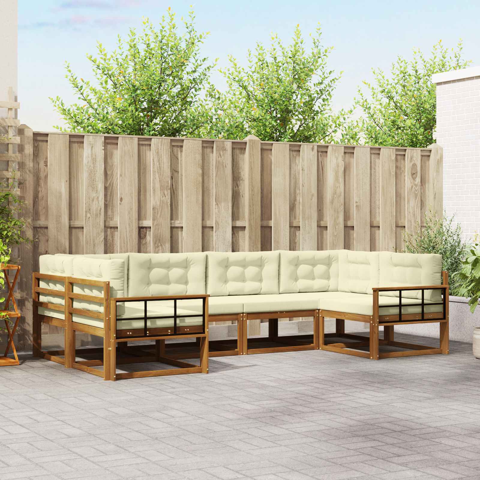 vidaXL Buiten bankenset 6 pcs Naturel Massief Acaciahout