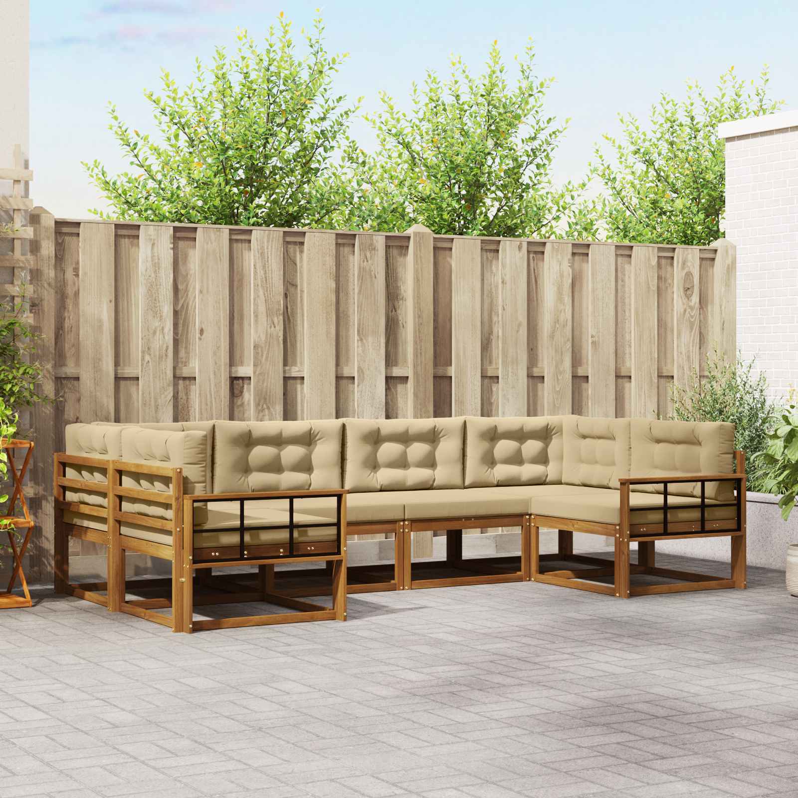 vidaXL Buiten bankenset 6 pcs Naturel Massief Acaciahout
