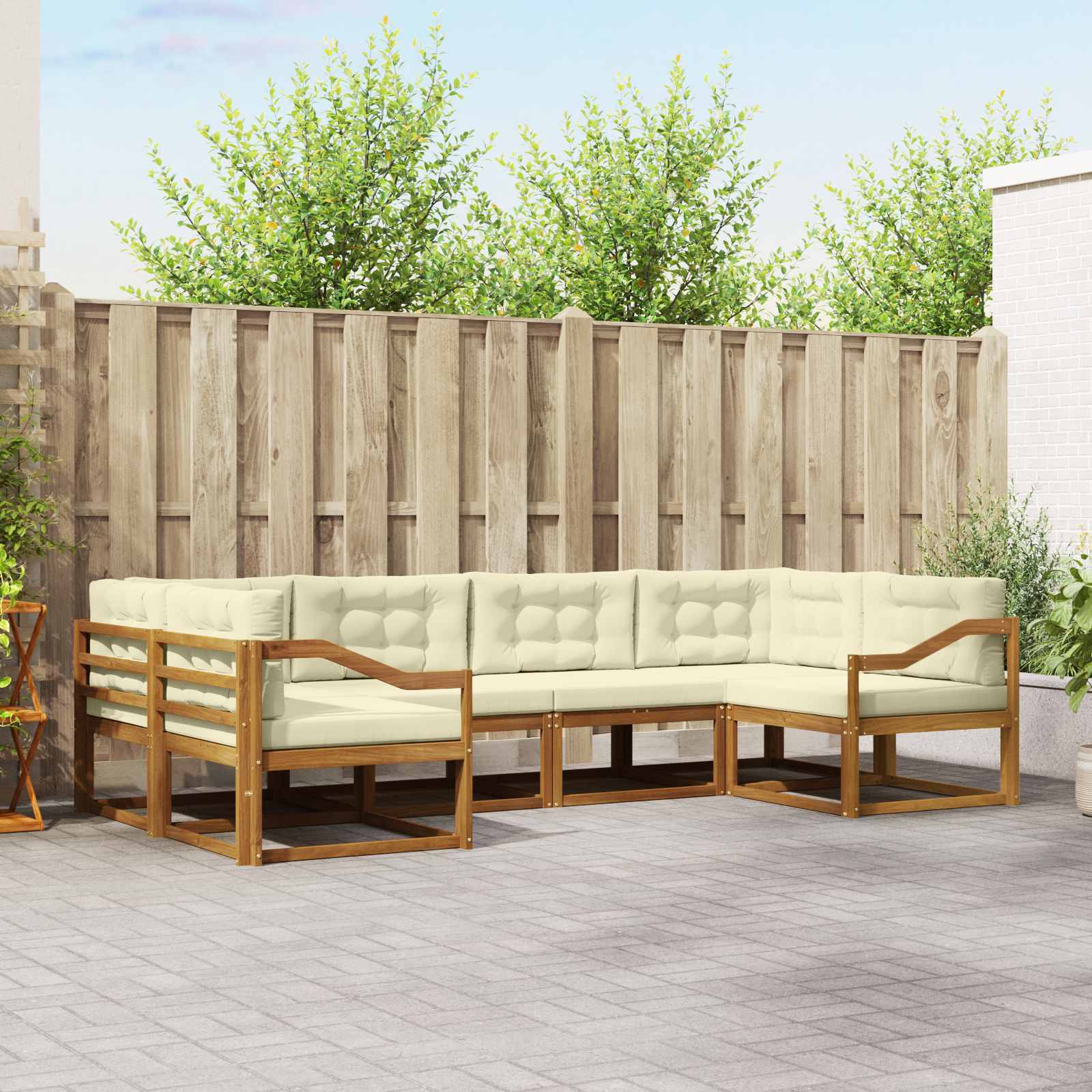 vidaXL Buiten bankenset 6 pcs Naturel Massief Acaciahout
