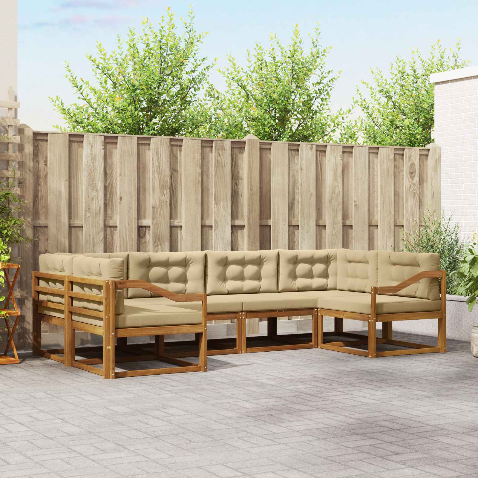vidaXL Buiten bankenset 6 pcs Naturel Massief Acaciahout