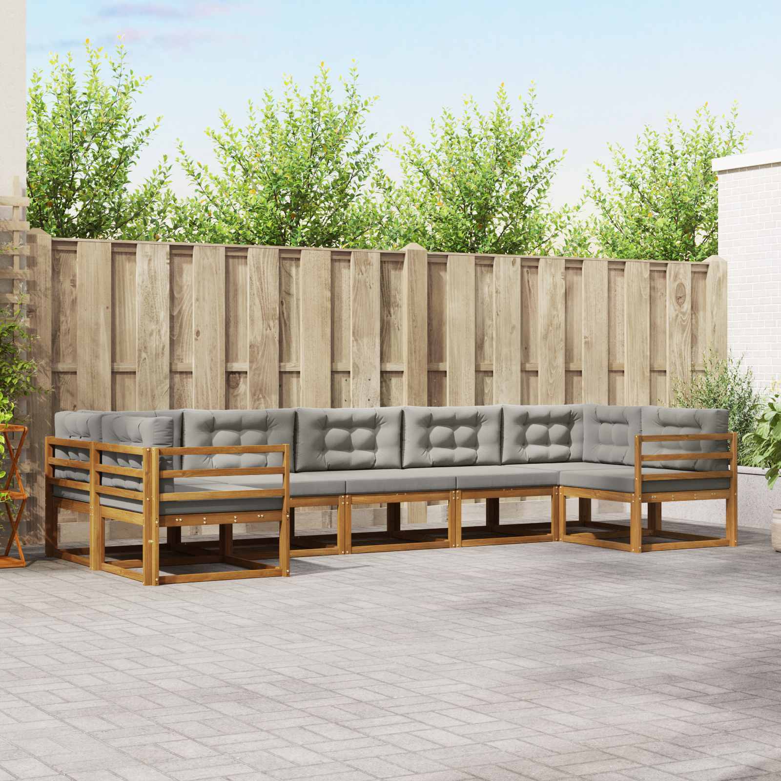 vidaXL Buiten bankenset 7 pcs Naturel Massief Acaciahout