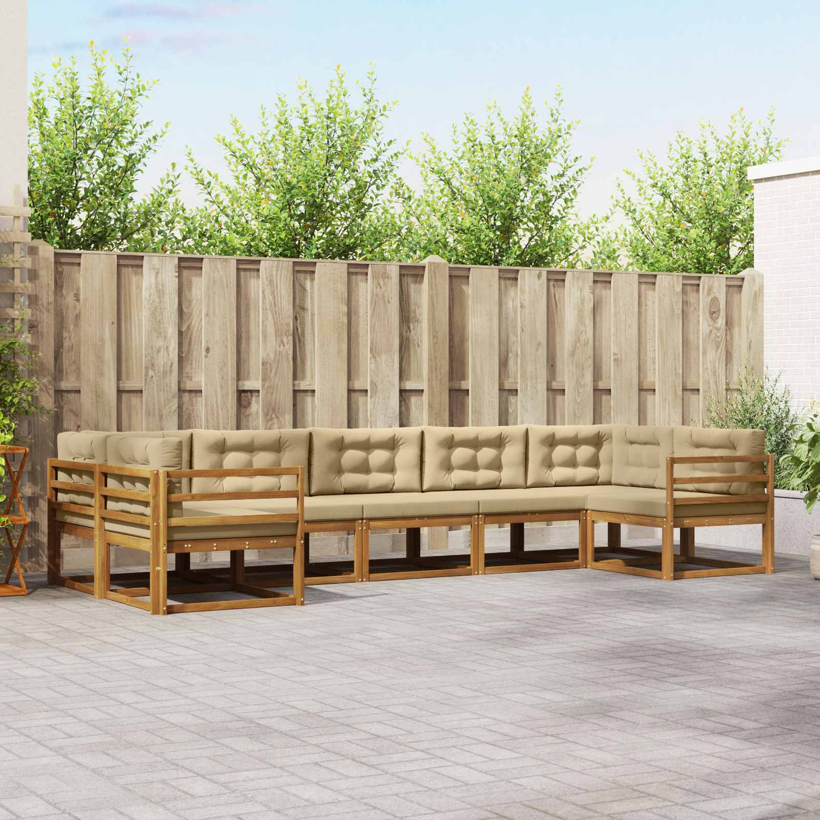 vidaXL Buiten bankenset 7 pcs Naturel Massief Acaciahout