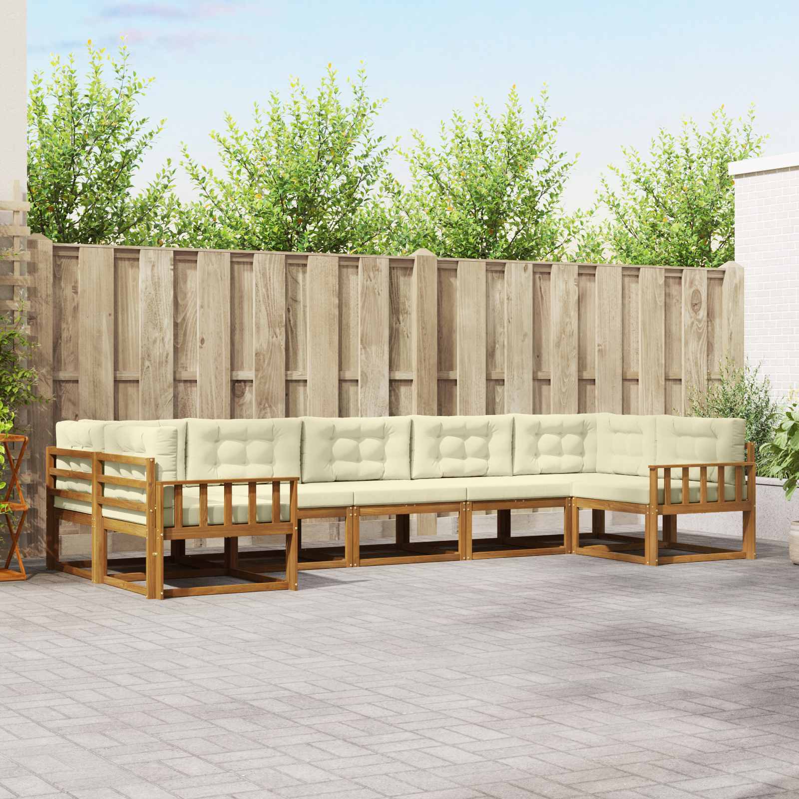 vidaXL Buiten bankenset 7 pcs Naturel Massief Acaciahout