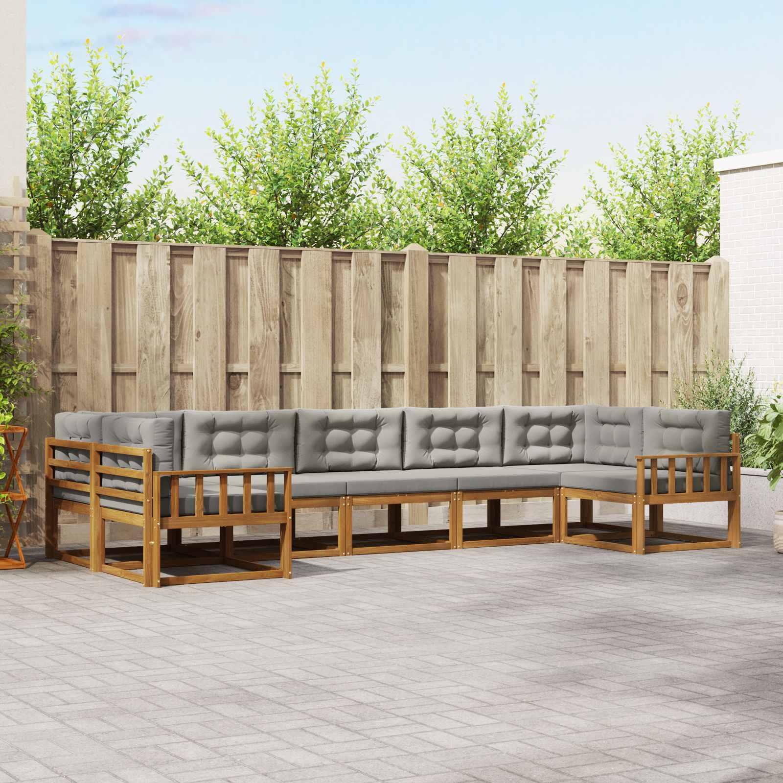 vidaXL Buiten bankenset 7 pcs Naturel Massief Acaciahout