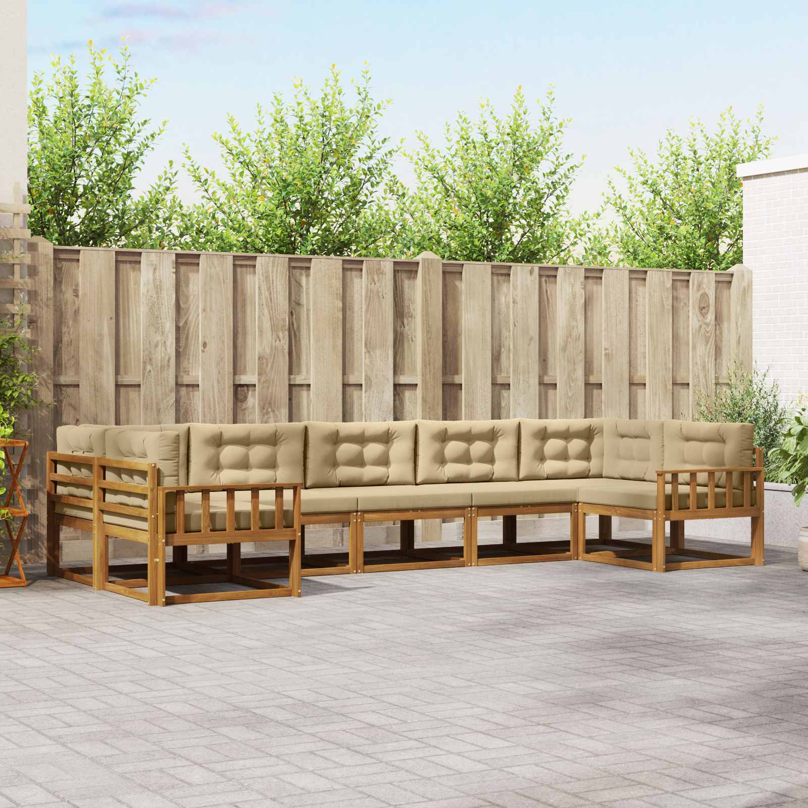vidaXL Buiten bankenset 7 pcs Naturel Massief Acaciahout