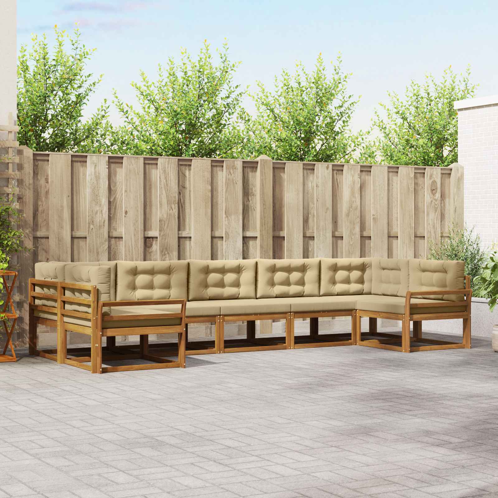 vidaXL Buiten bankenset 7 pcs Naturel Massief Acaciahout