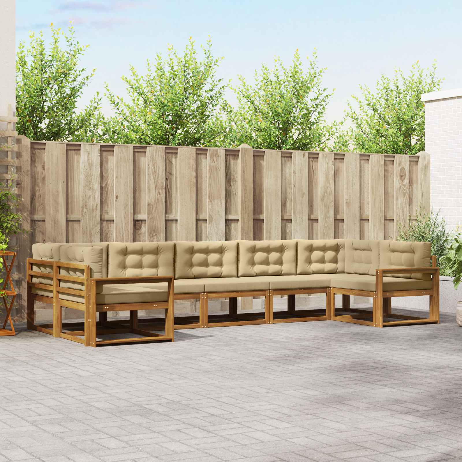 vidaXL Buiten bankenset 7 pcs Naturel Massief Acaciahout