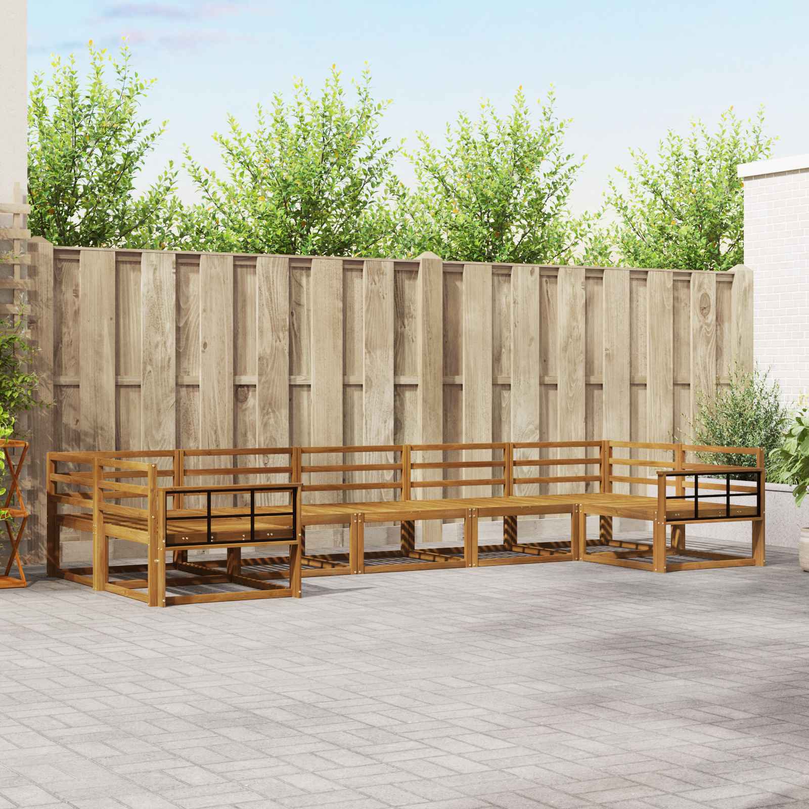 vidaXL Buiten bankenset 7 pcs Naturel Massief Acaciahout