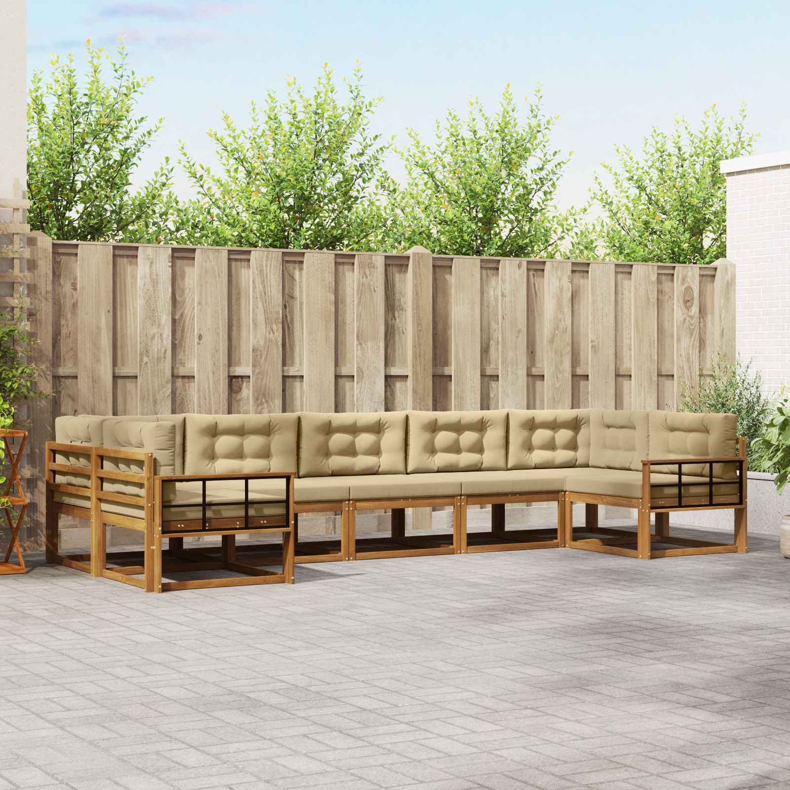 vidaXL Buiten bankenset 7 pcs Naturel Massief Acaciahout