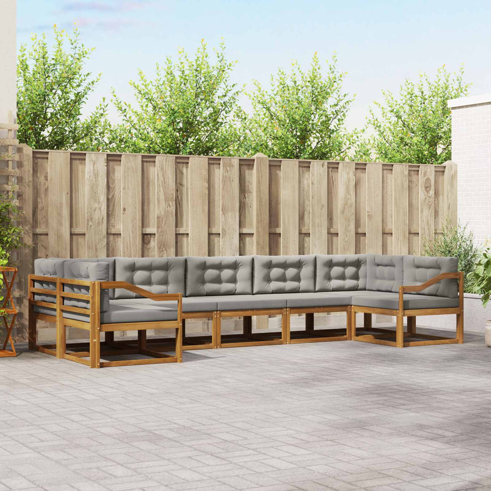 vidaXL Buiten bankenset 7 pcs Naturel Massief Acaciahout