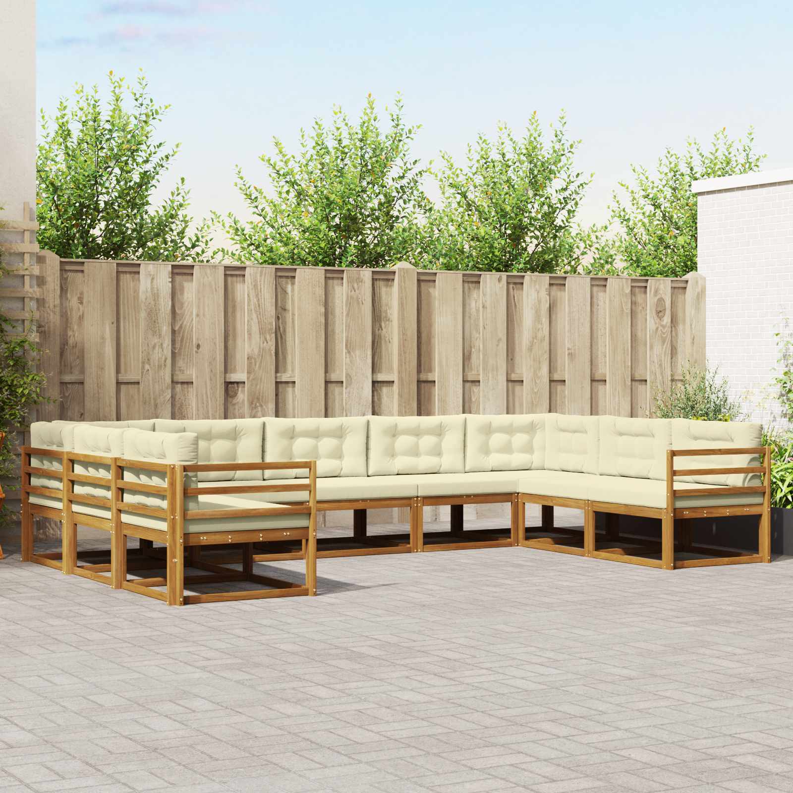 vidaXL Buiten bankenset 9 pcs Naturel Massief Acaciahout