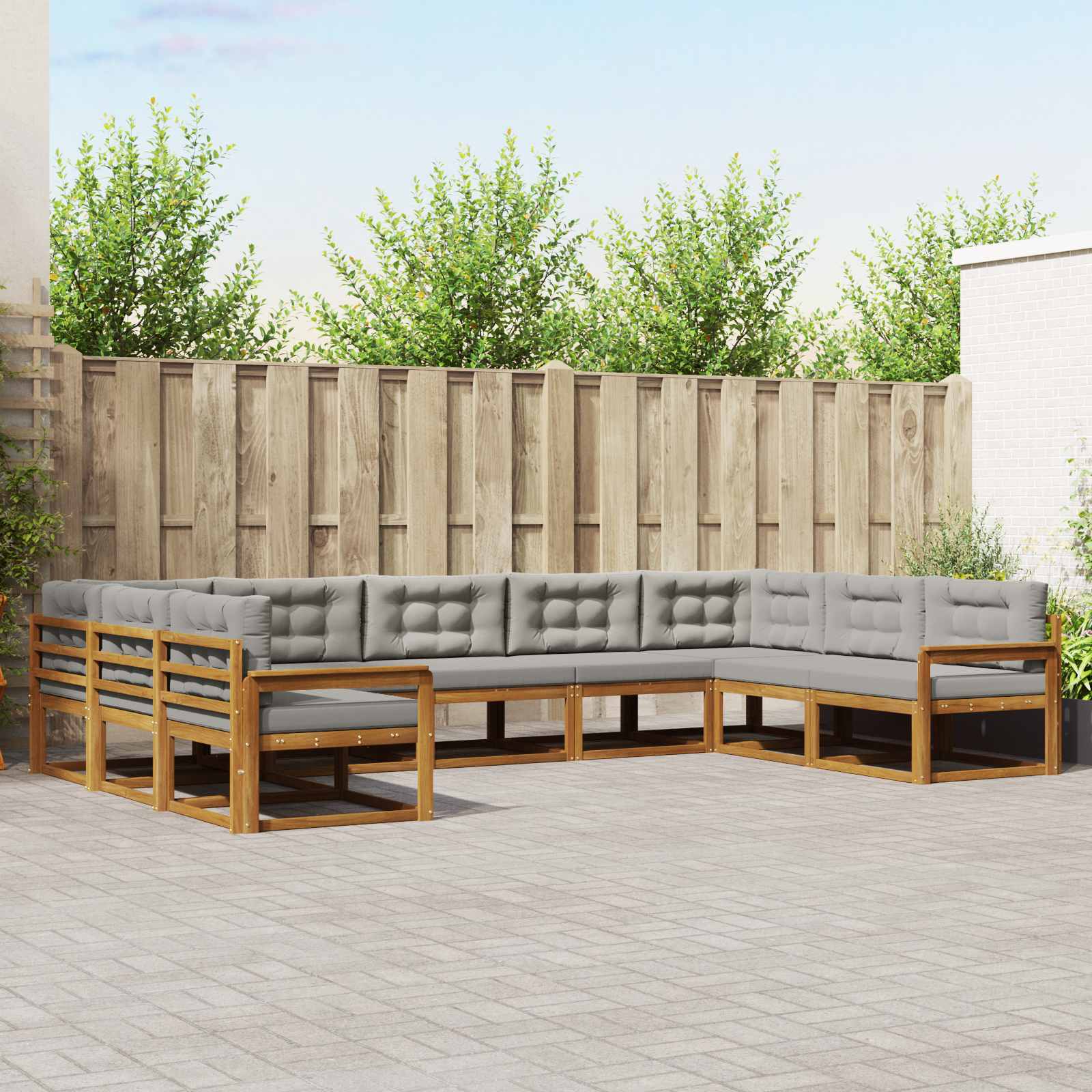 vidaXL Buiten bankenset 9 pcs Naturel Massief Acaciahout