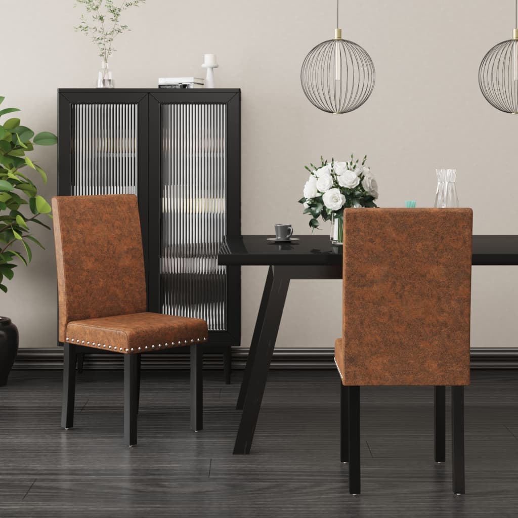 vidaXL Eetkamerstoelen 2 st stof lichtgrijs