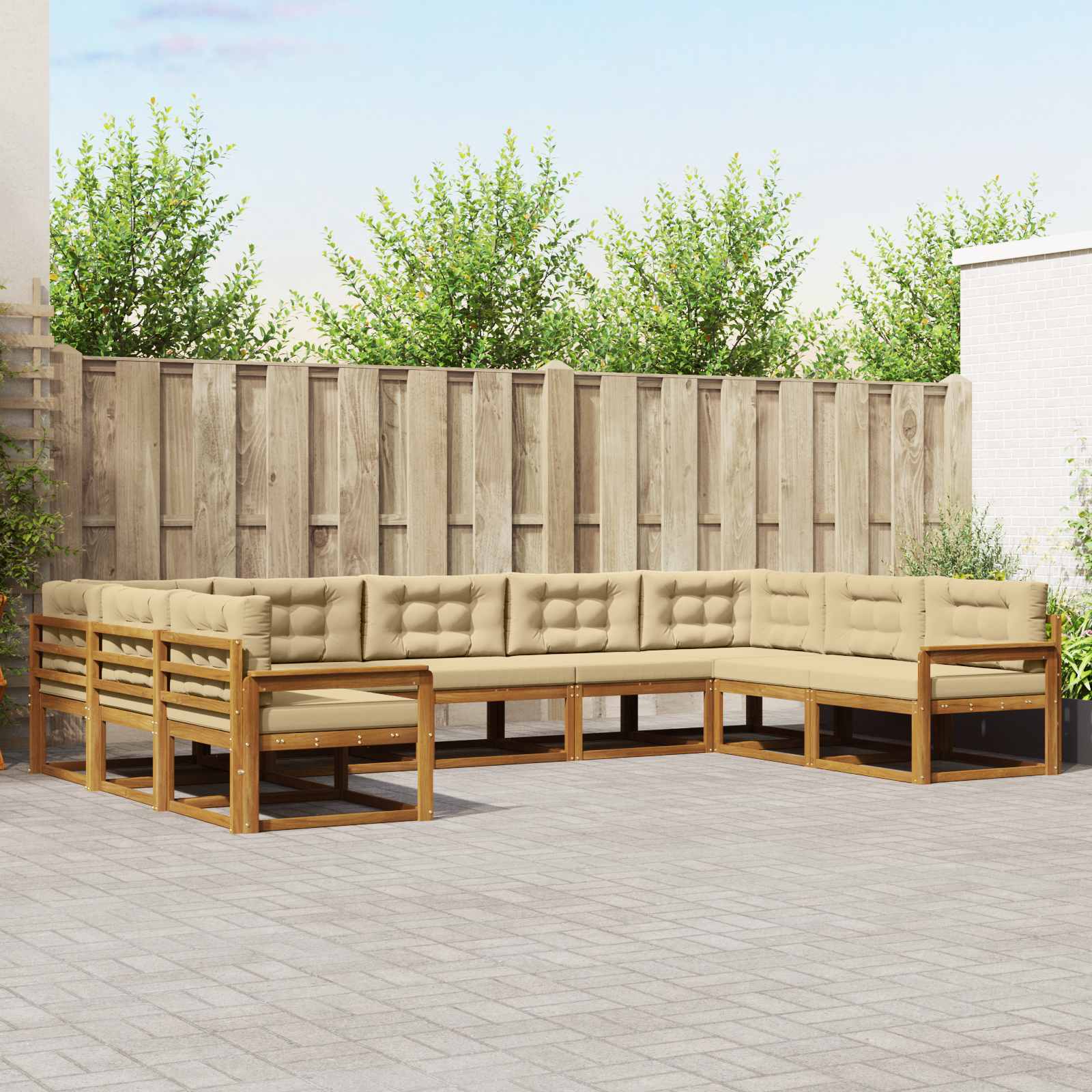 vidaXL Buiten bankenset 9 pcs Naturel Massief Acaciahout