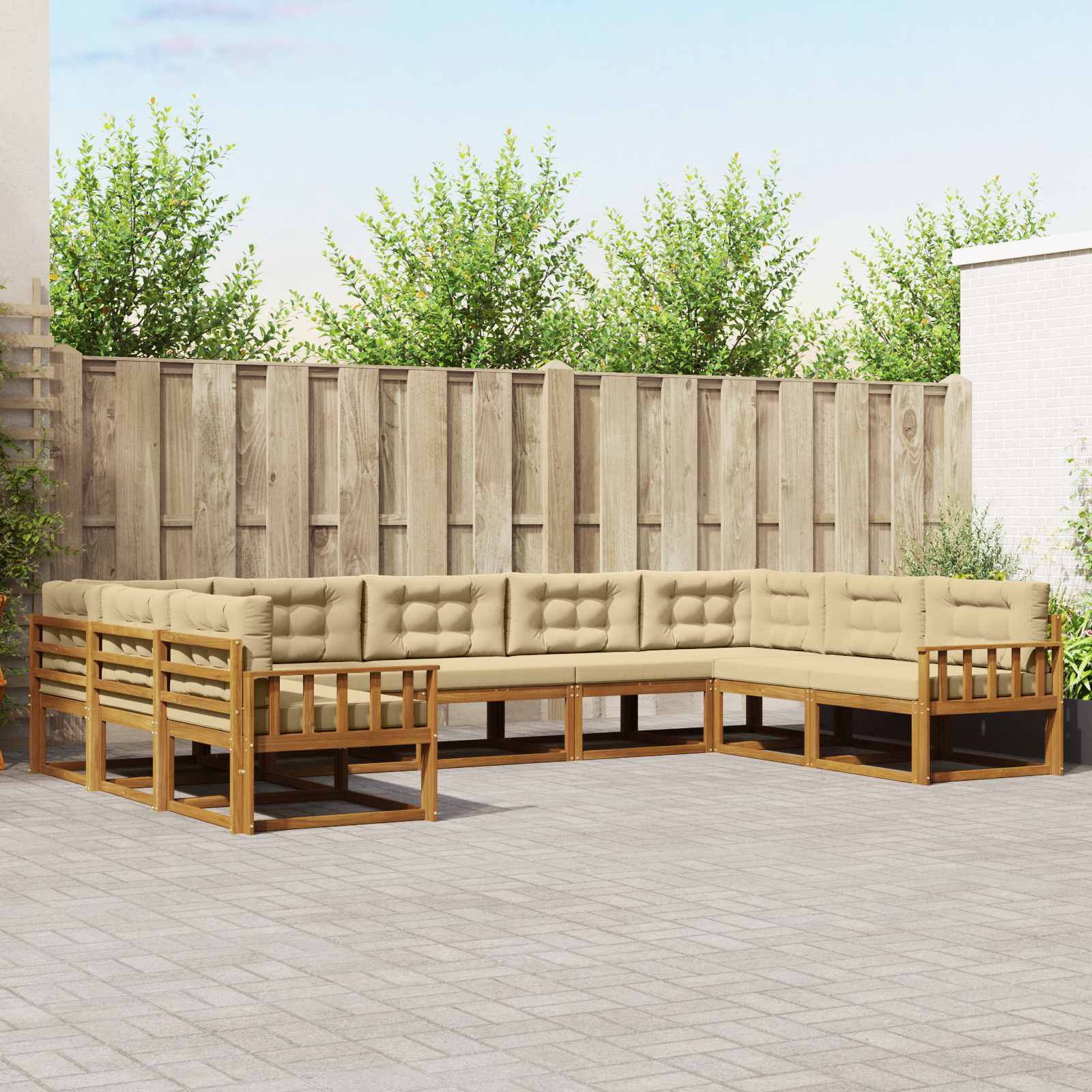 vidaXL Buiten bankenset 9 pcs Naturel Massief Acaciahout