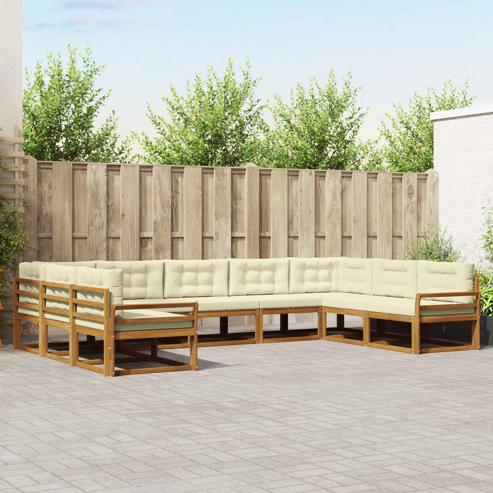 vidaXL Buiten bankenset 9 pcs Naturel Massief Acaciahout