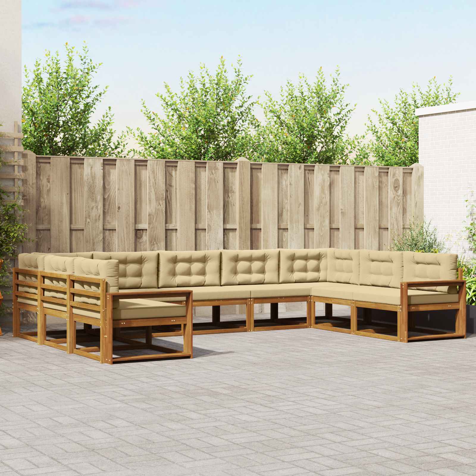 vidaXL Buiten bankenset 9 pcs Naturel Massief Acaciahout