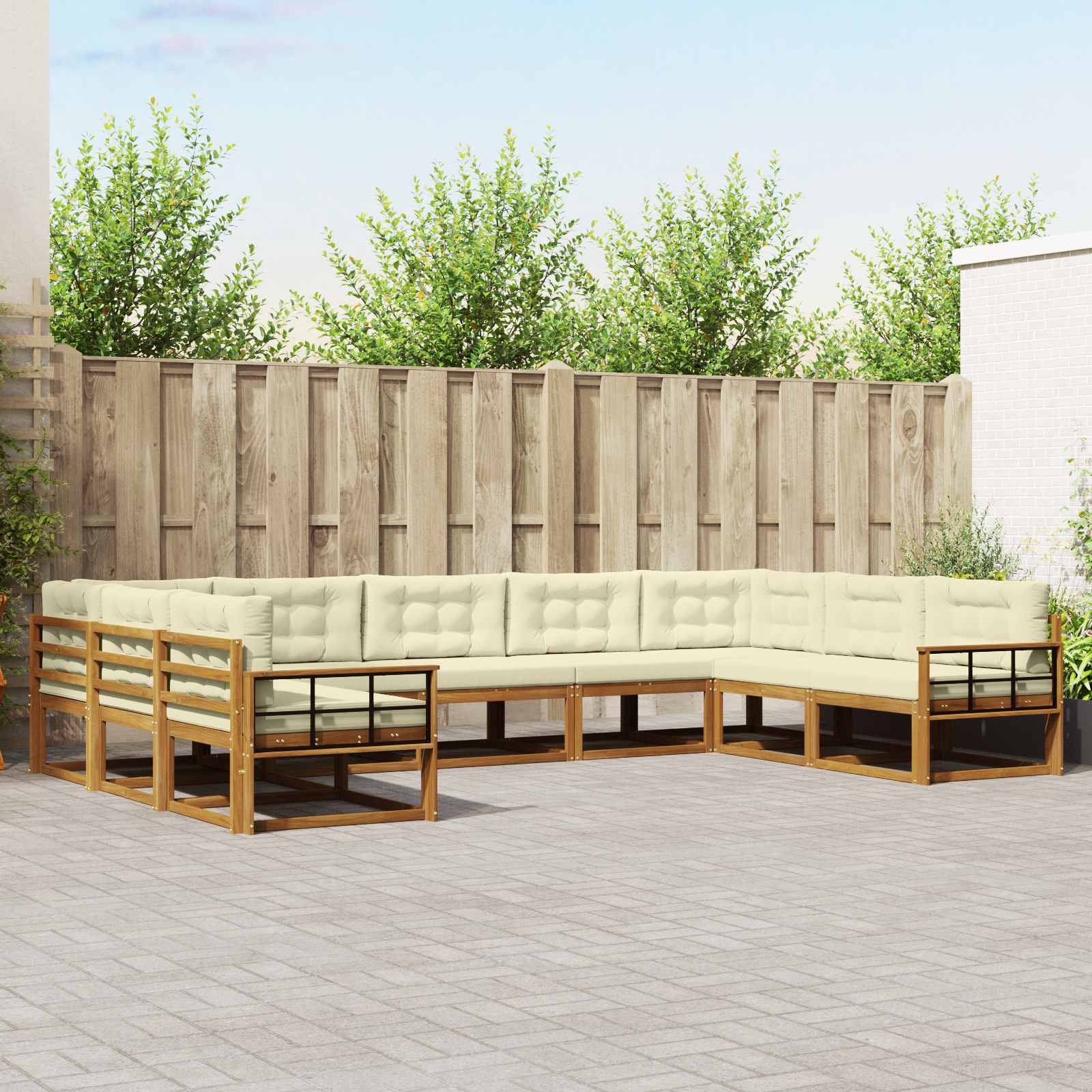vidaXL Buiten bankenset 9 pcs Naturel Massief Acaciahout