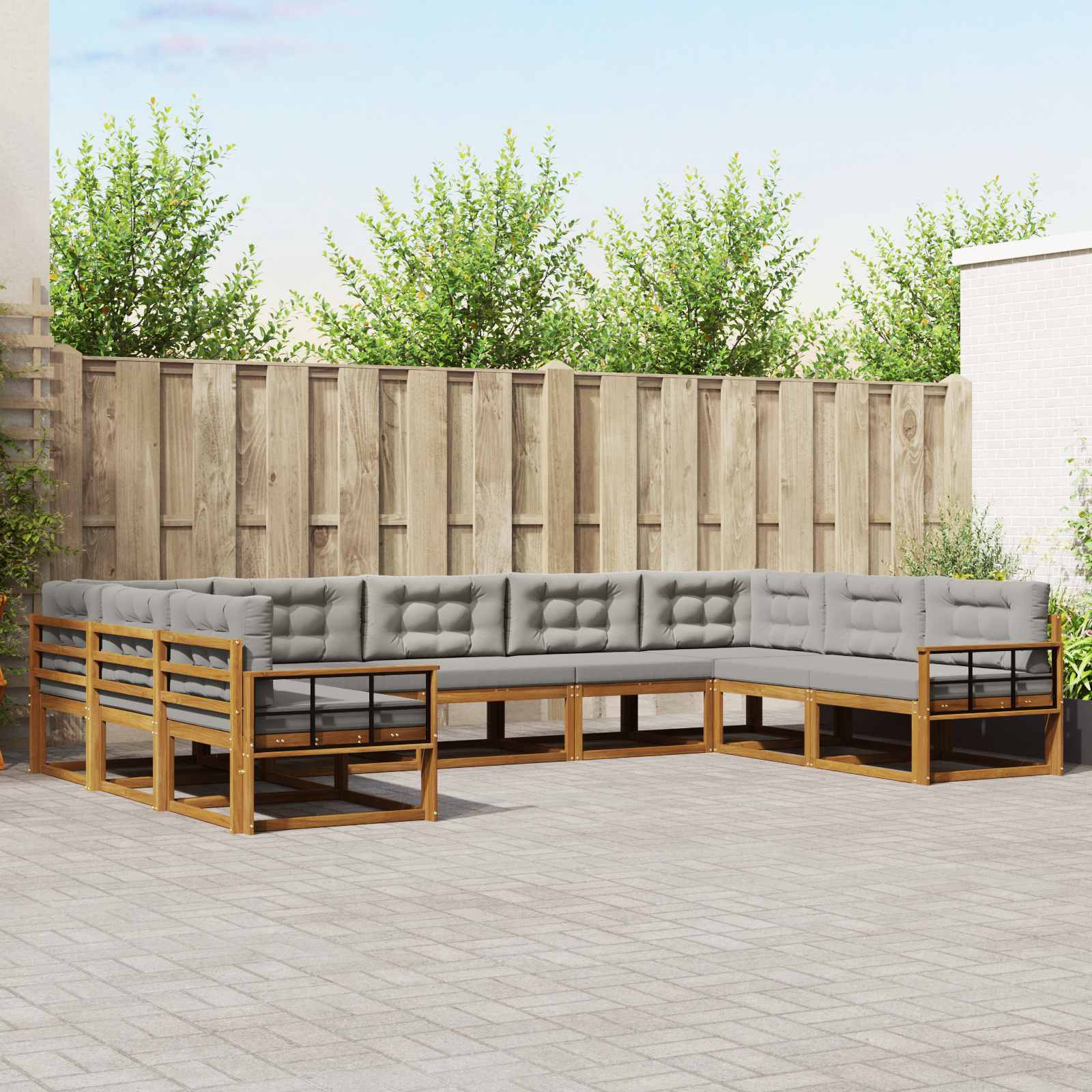 vidaXL Buiten bankenset 9 pcs Naturel Massief Acaciahout