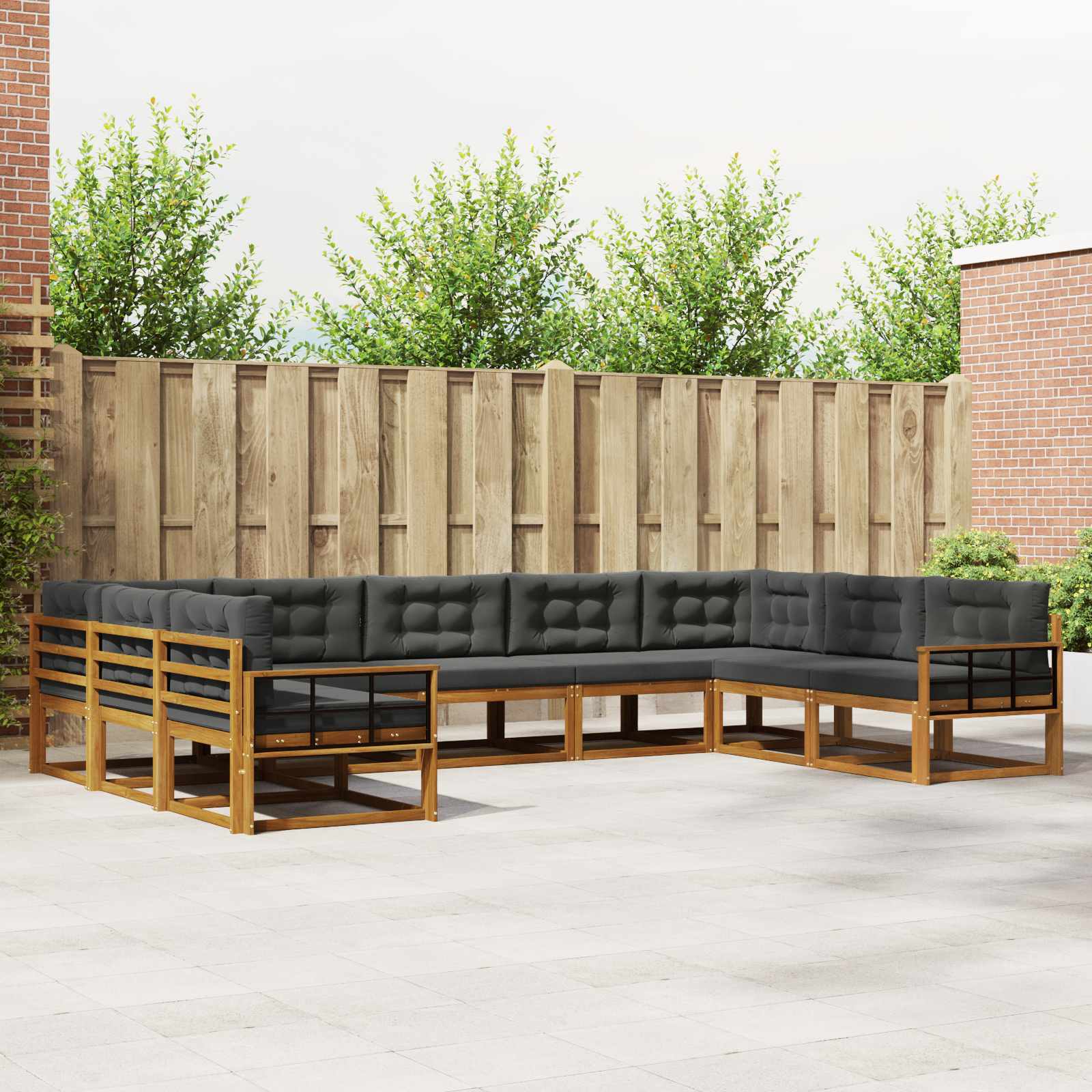 vidaXL Buiten bankenset 9 pcs Naturel Massief Acaciahout