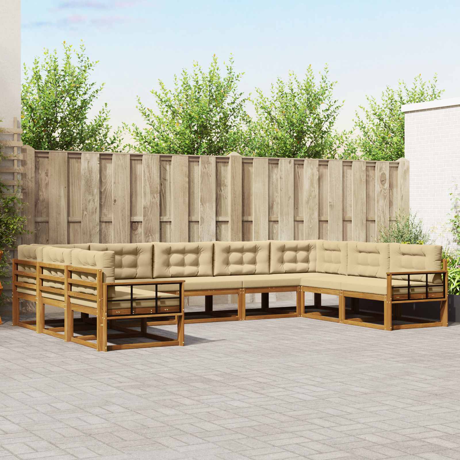 vidaXL Buiten bankenset 9 pcs Naturel Massief Acaciahout
