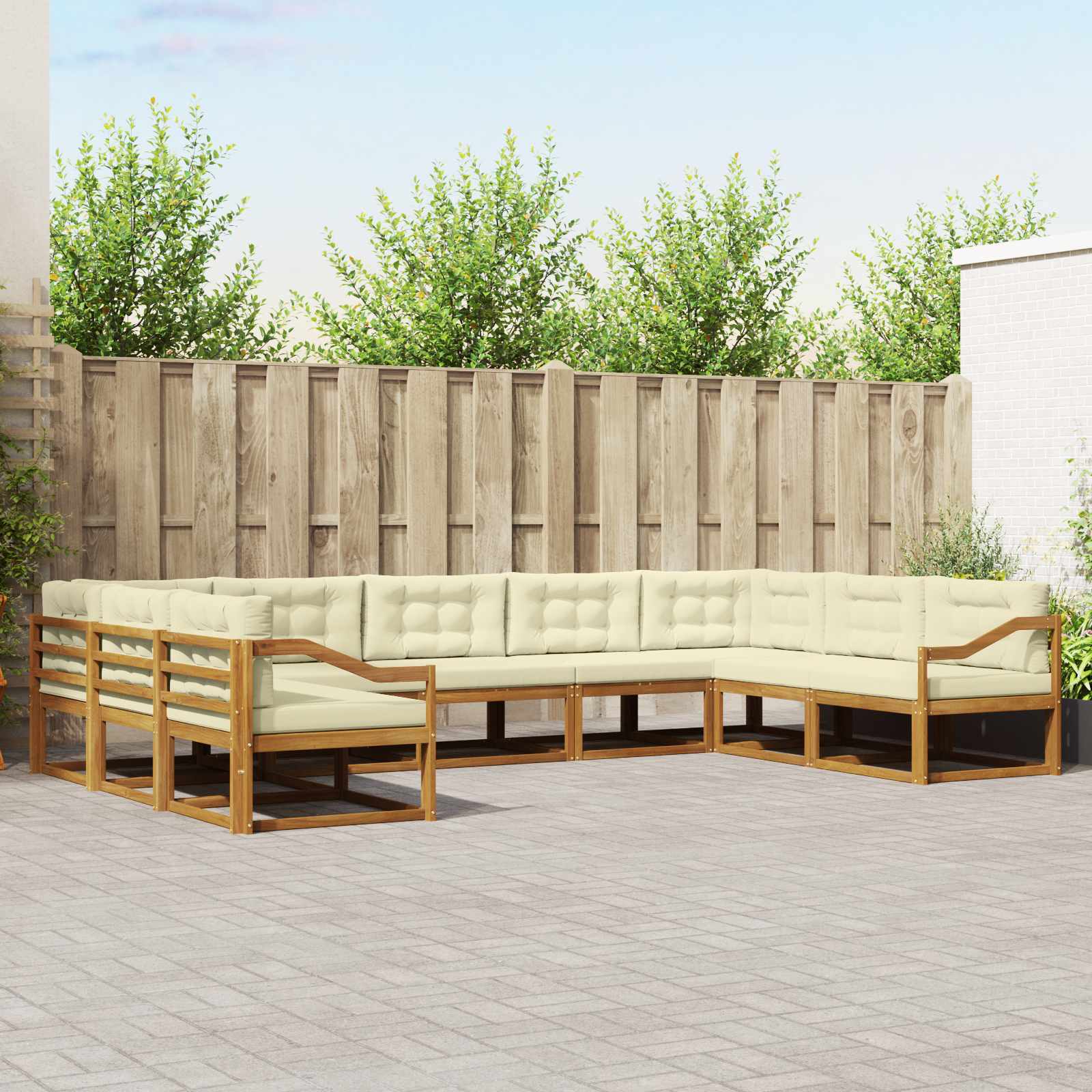 vidaXL Buiten bankenset 9 pcs Naturel Massief Acaciahout