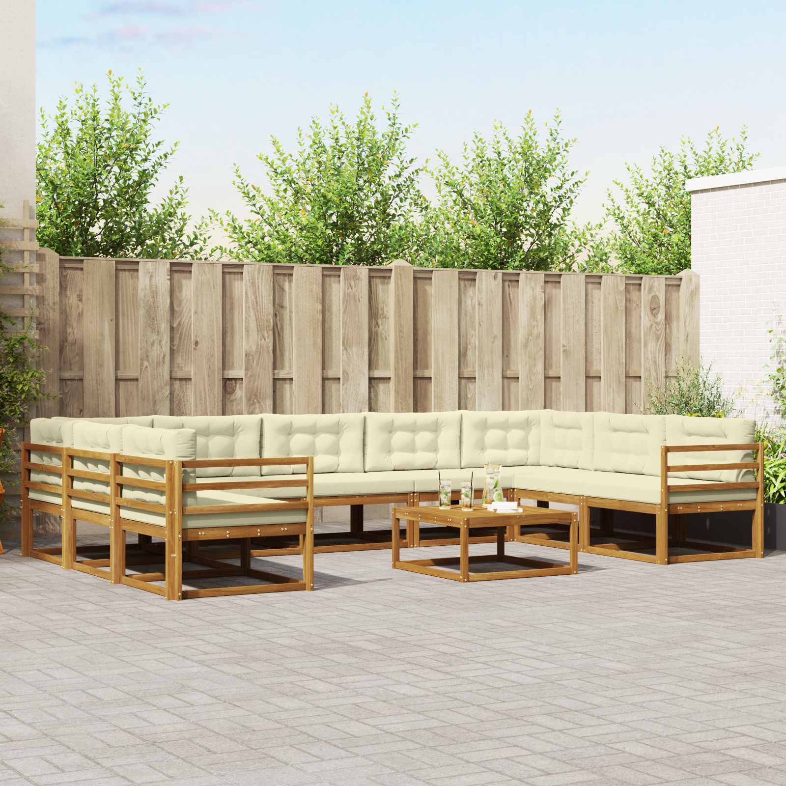 vidaXL Buiten bankenset 10 pcs Naturel Massief Acaciahout